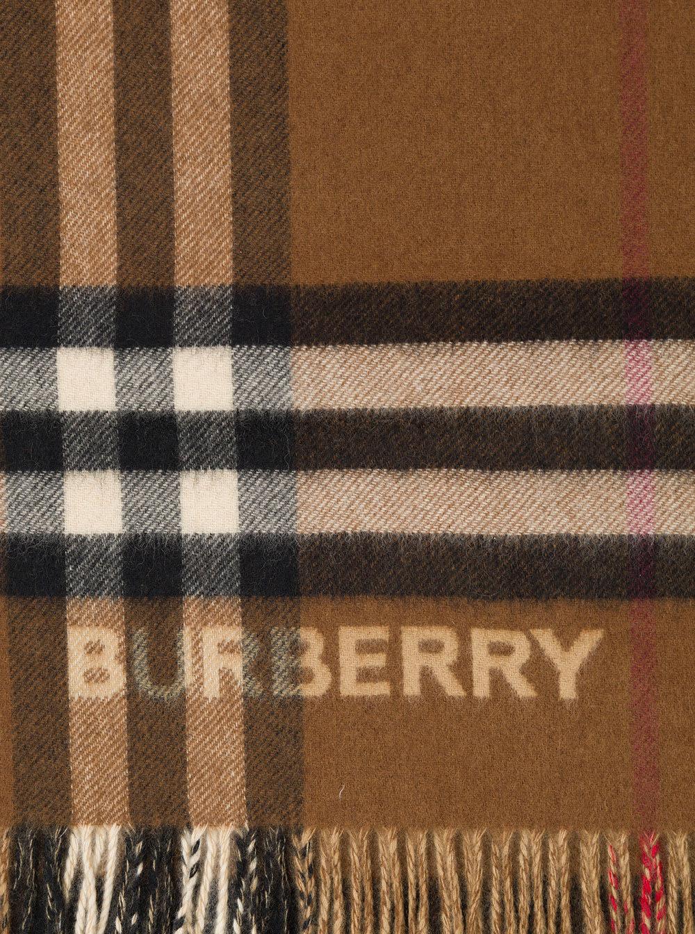 afskaffet ude af drift fest Burberry Scarf With Vintage Check Motif And Fringed Hem In Cashmere Man in  Brown for Men | Lyst