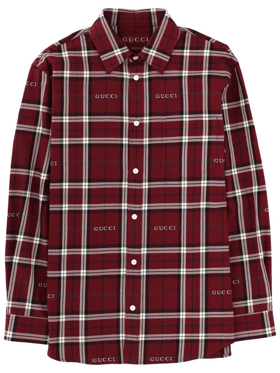 18SS GUCCI Over Size S/S Check Shirt レッド Red Gucci Shirts for Men | Lyst