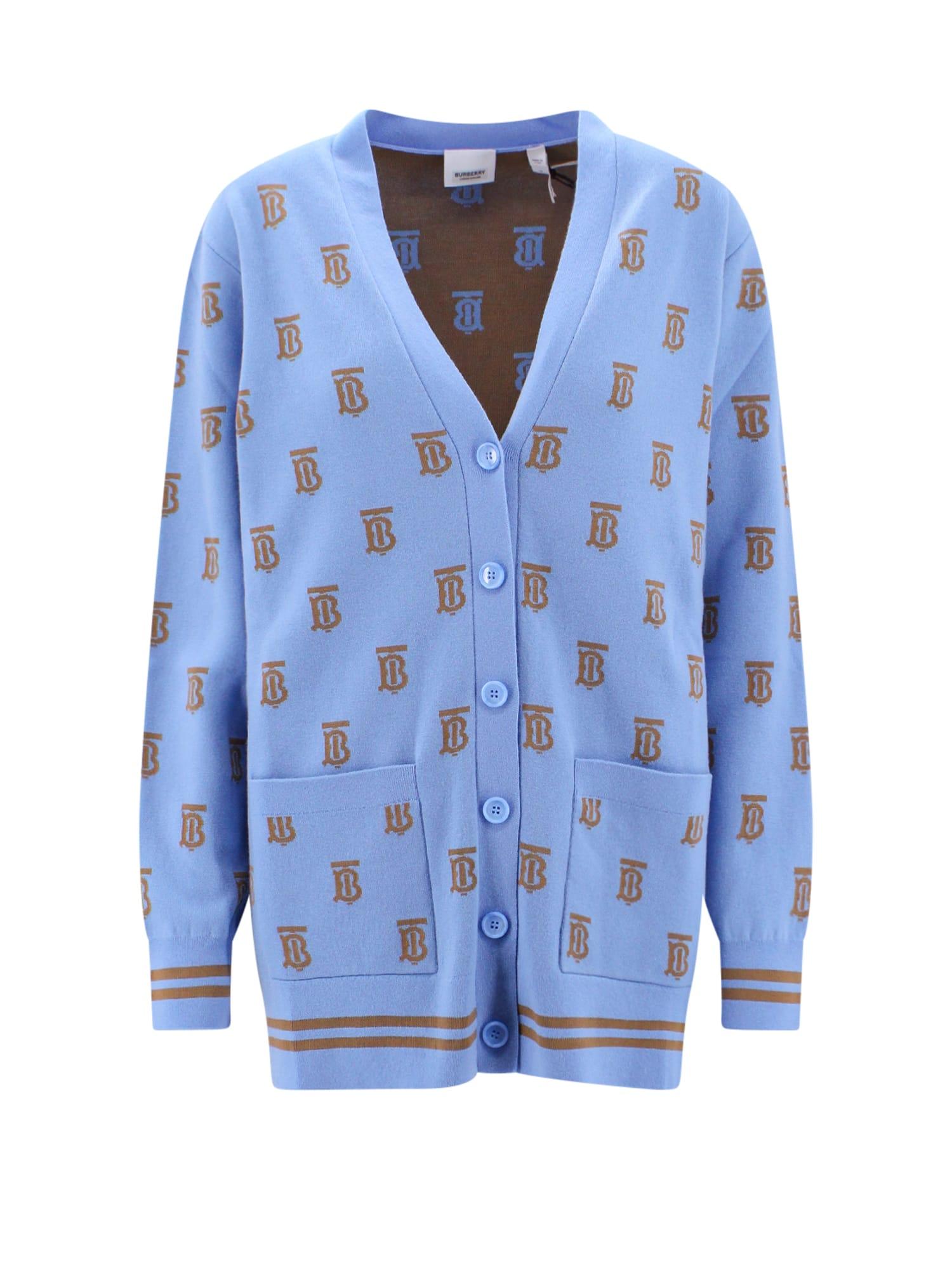 Burberry 'salena' Cardigan in Blue | Lyst