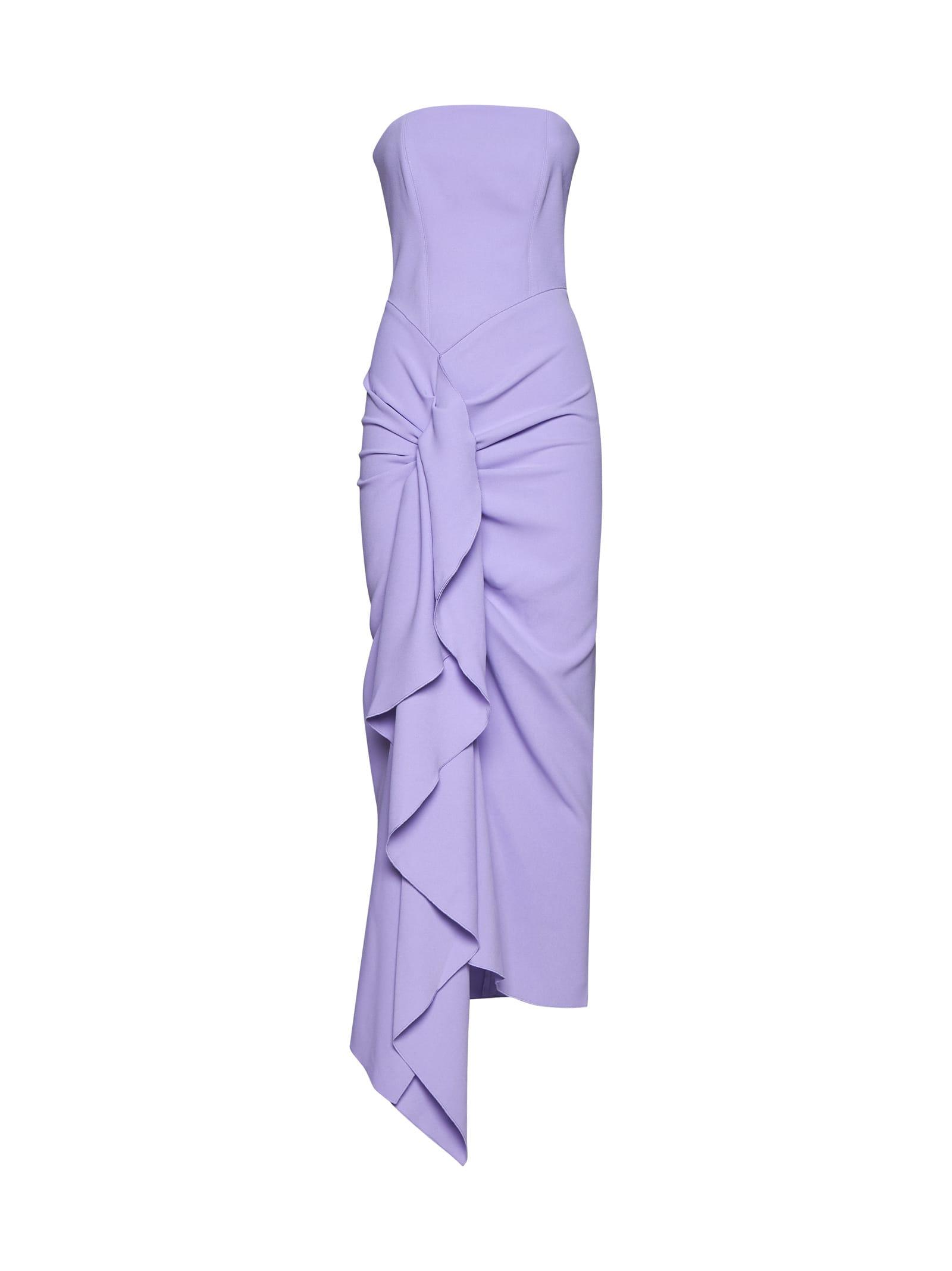 ワンピース SOLACE LONDON Woman Dress Lilac OS30038A LILAC Solace London Thalia Strapless Ruffled Maxi Dress in Purple