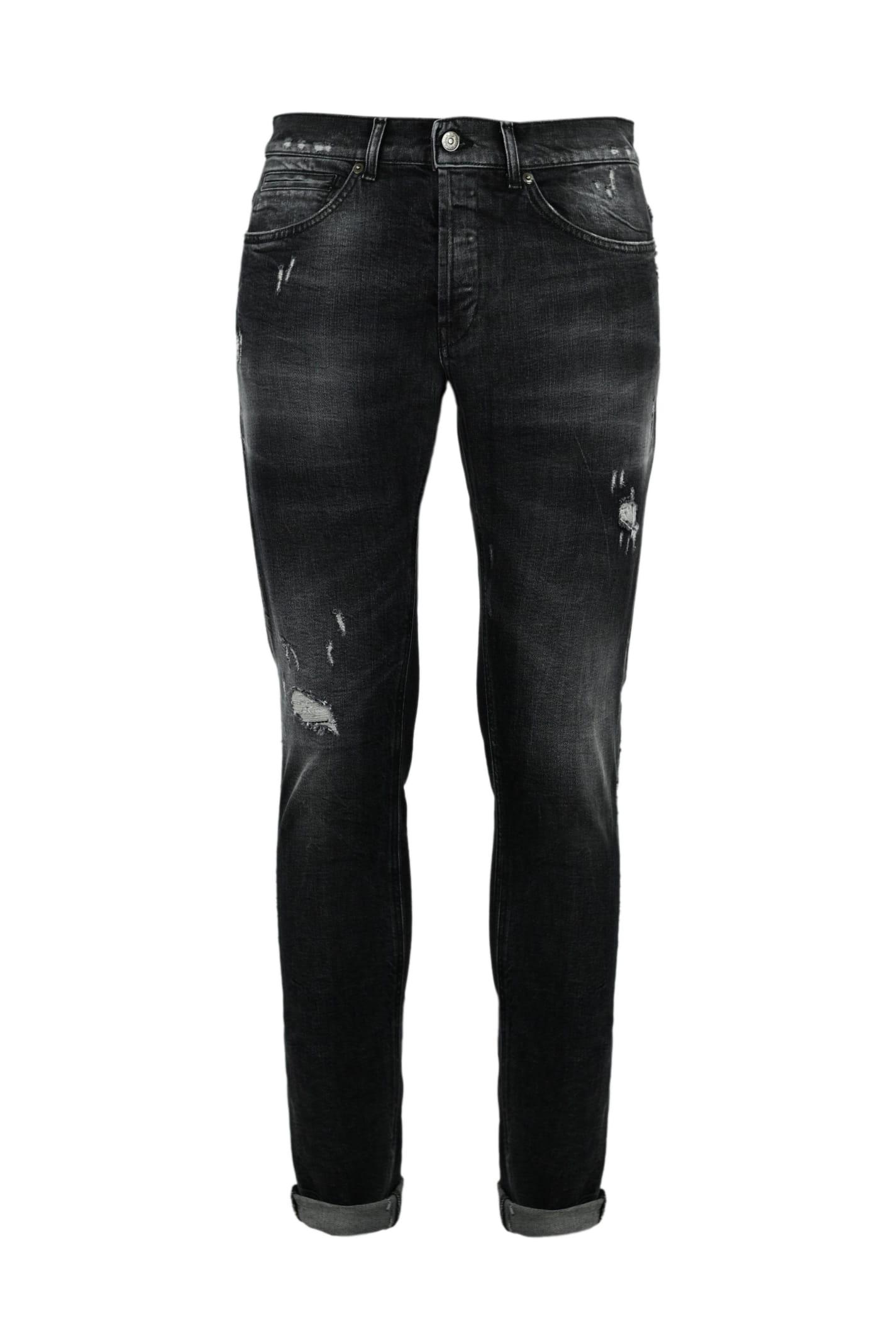 Dondup George Skinny Jeans With Rips in Black for Men | Lyst