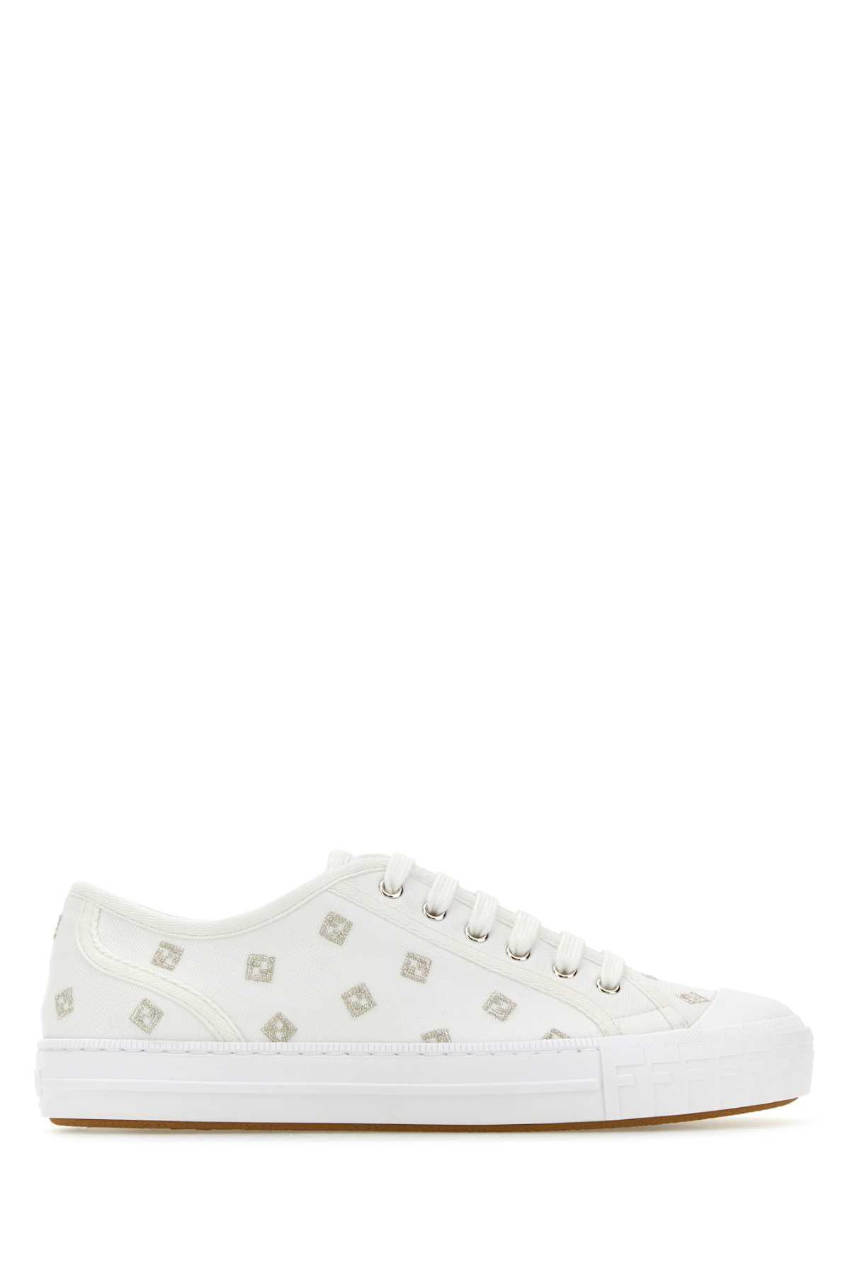Fendi Domino Canvas Sneaker in White | Lyst