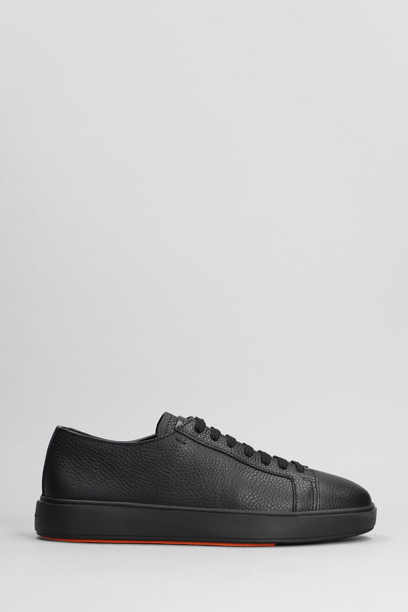 Santoni Dames Sneakers In Black Leather for Men | Lyst