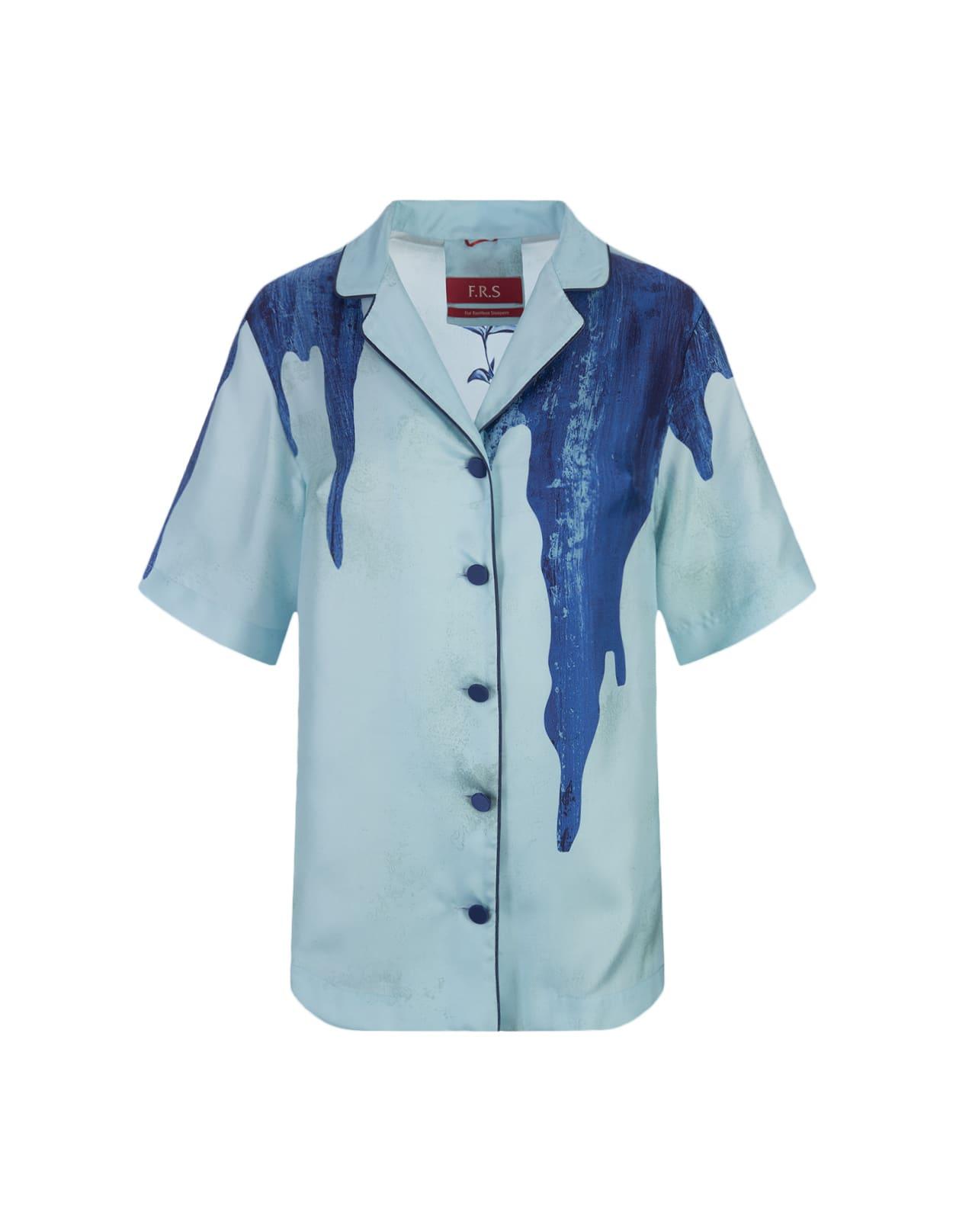 F.R.S For Restless Sleepers pattered-jacquard half-button shirt - Blue
