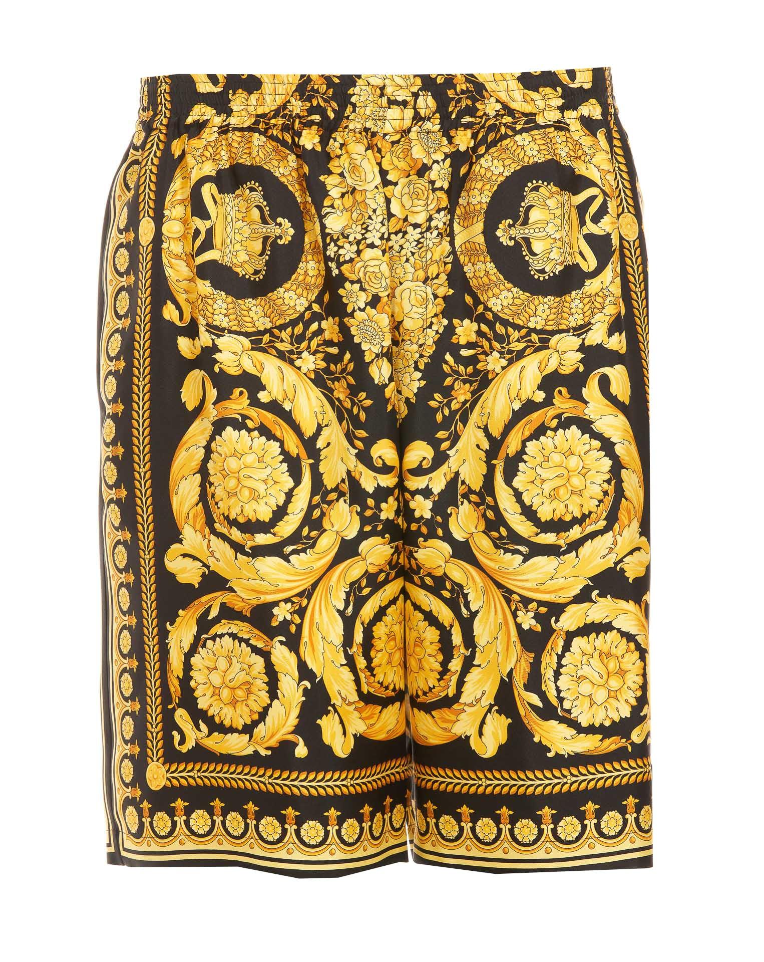 Versace Silk Shorts With Barocco Print in Gold (Yellow) for Men - Save 43%  | Lyst
