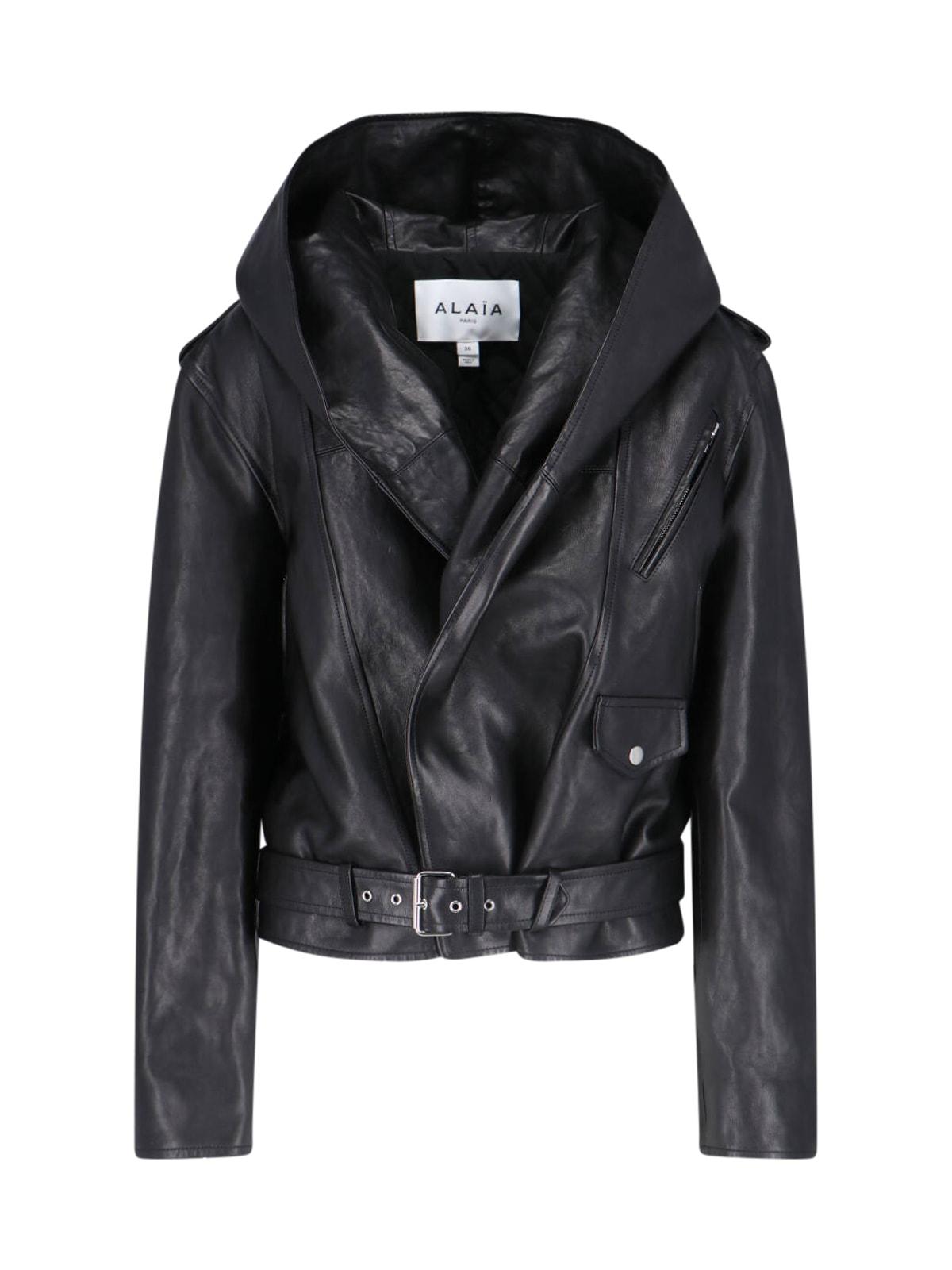 Alaïa Biker Hooded Jacket in Black Lyst UK
