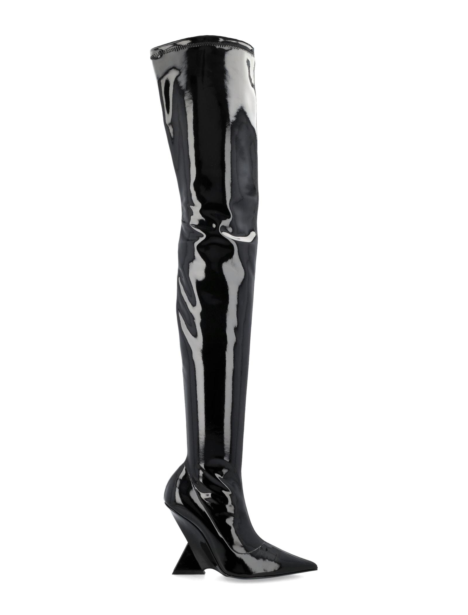 The Attico Cheope Patent Leather Stretch Thigh Boots in Black | Lyst