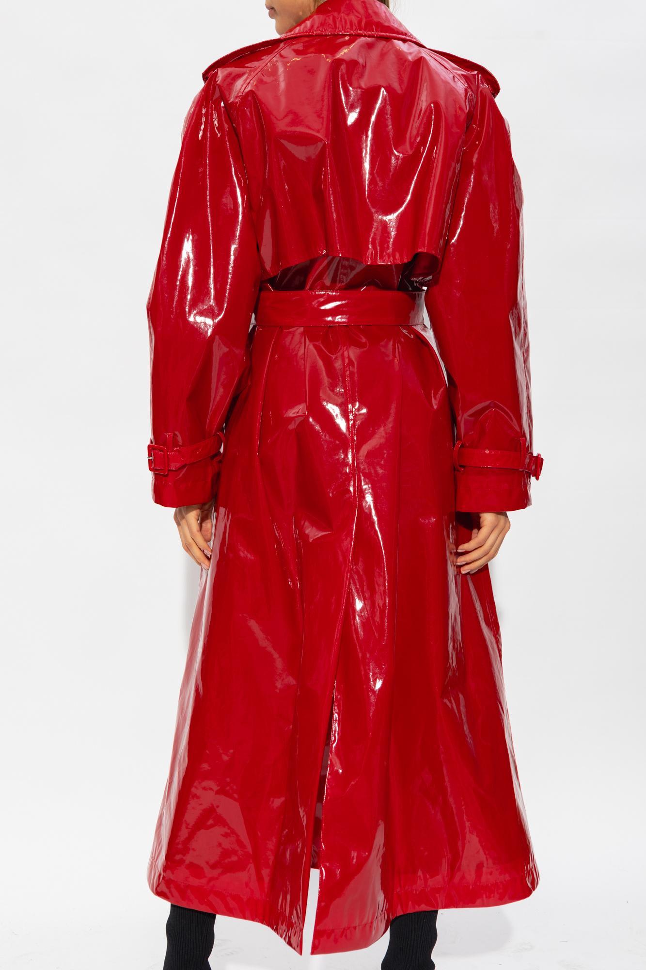 Red patent leather raincoat cheap