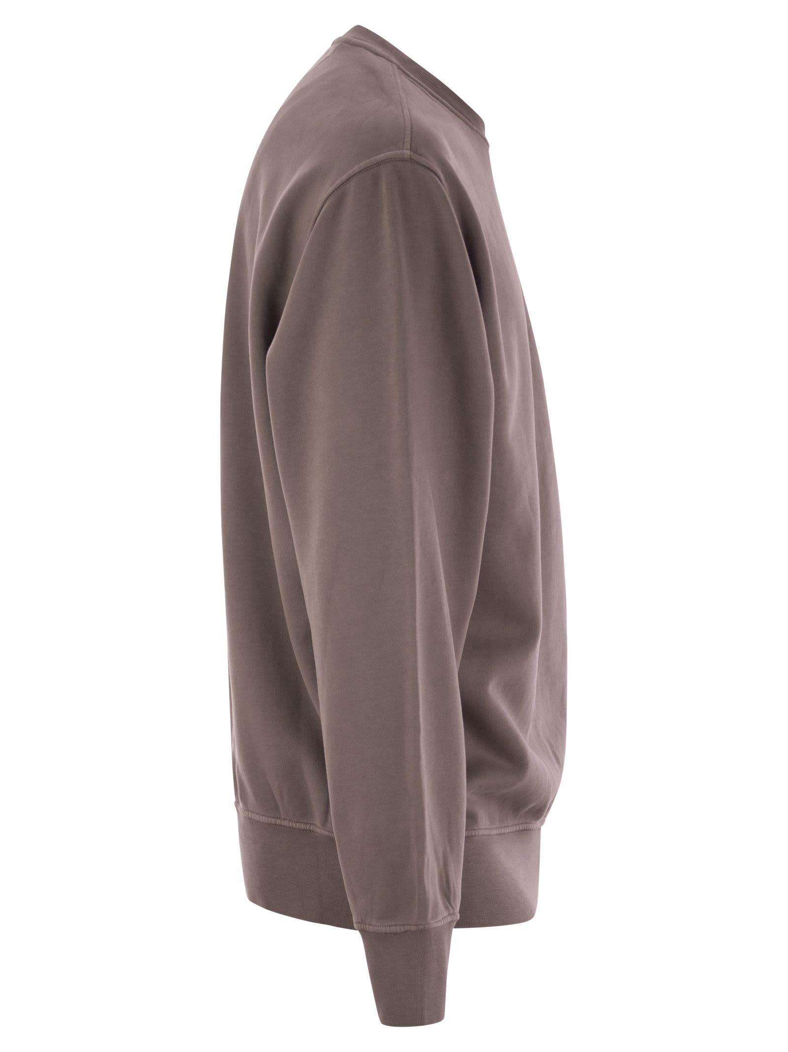 C.P. Company Fleece Crew Neck Sweatshirt With Diagonal Lenses in Brown for Men Lyst UK