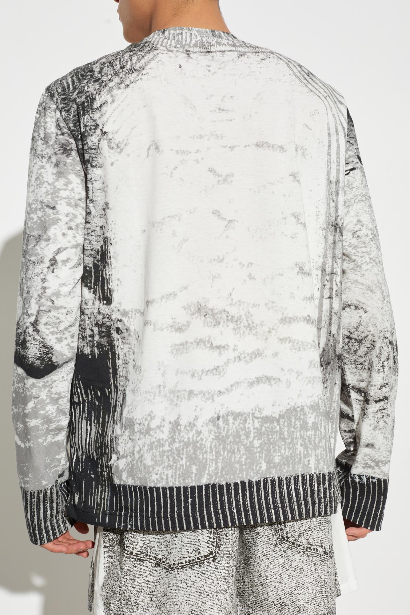 トップス DIESEL T-Crane-Ls-S4 Long-sleeve T-shirt Diesel White & Gray T-Crane-Ls-S4 T-shirt Diesel