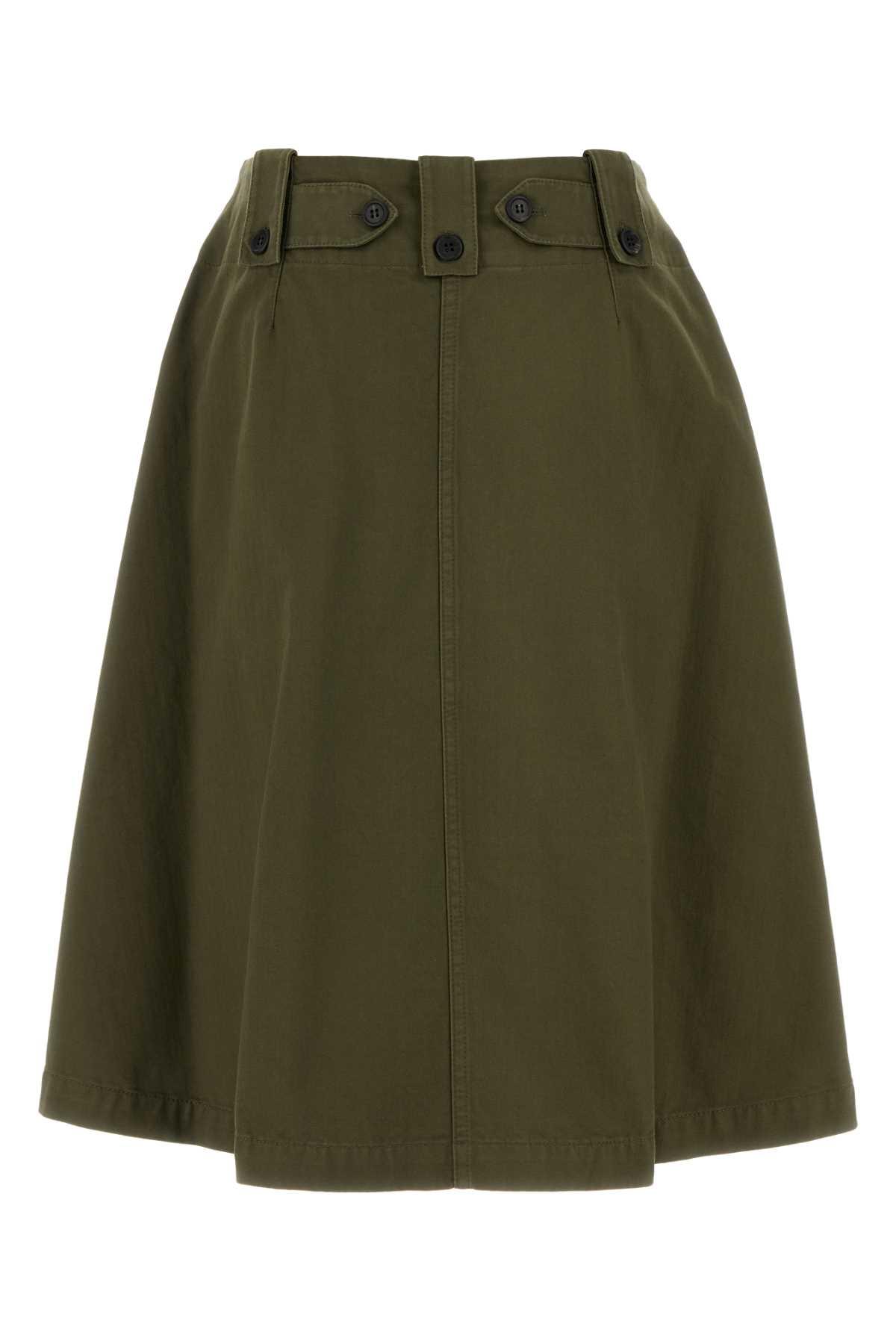 Prada Army Green Cotton Skirt | Lyst