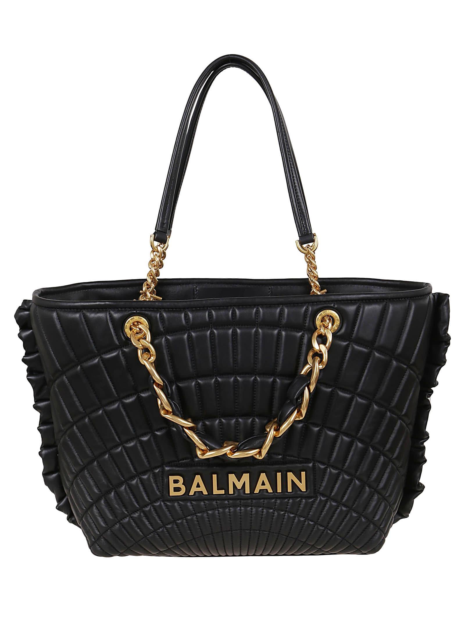 Balmain Quilted 1945 Soft Tote Bag in Black | Lyst