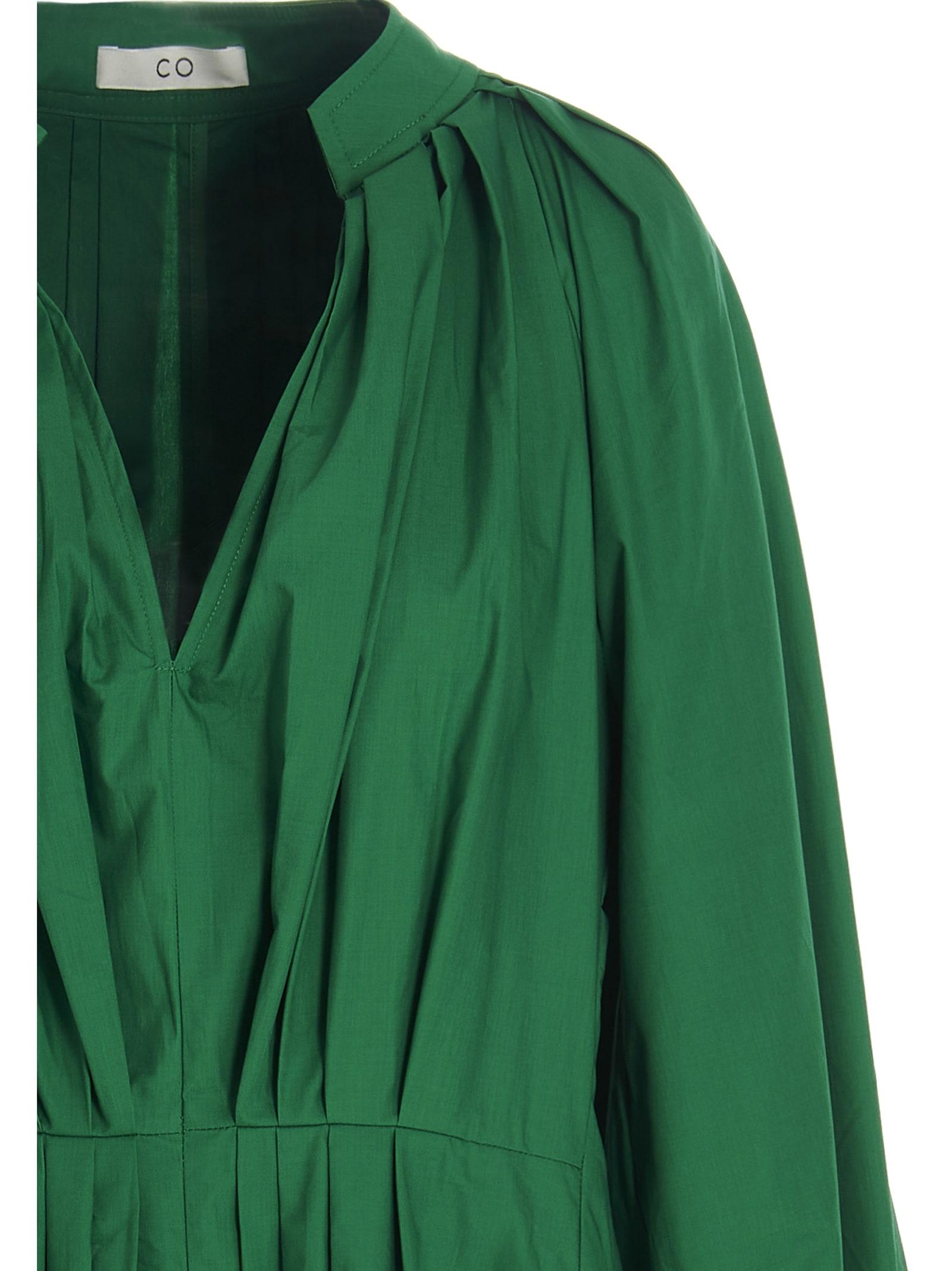 Swirl Dress Cotton Jersey Hooded Cowl Neck-Moss Green Marl - Haruka