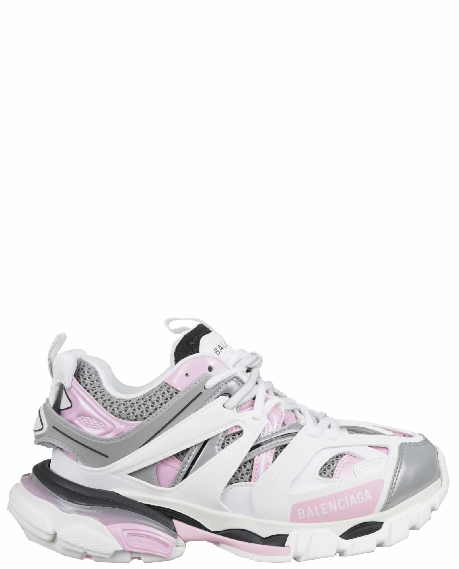 Balenciaga White, Pink And Grey Track Sneakers | Lyst