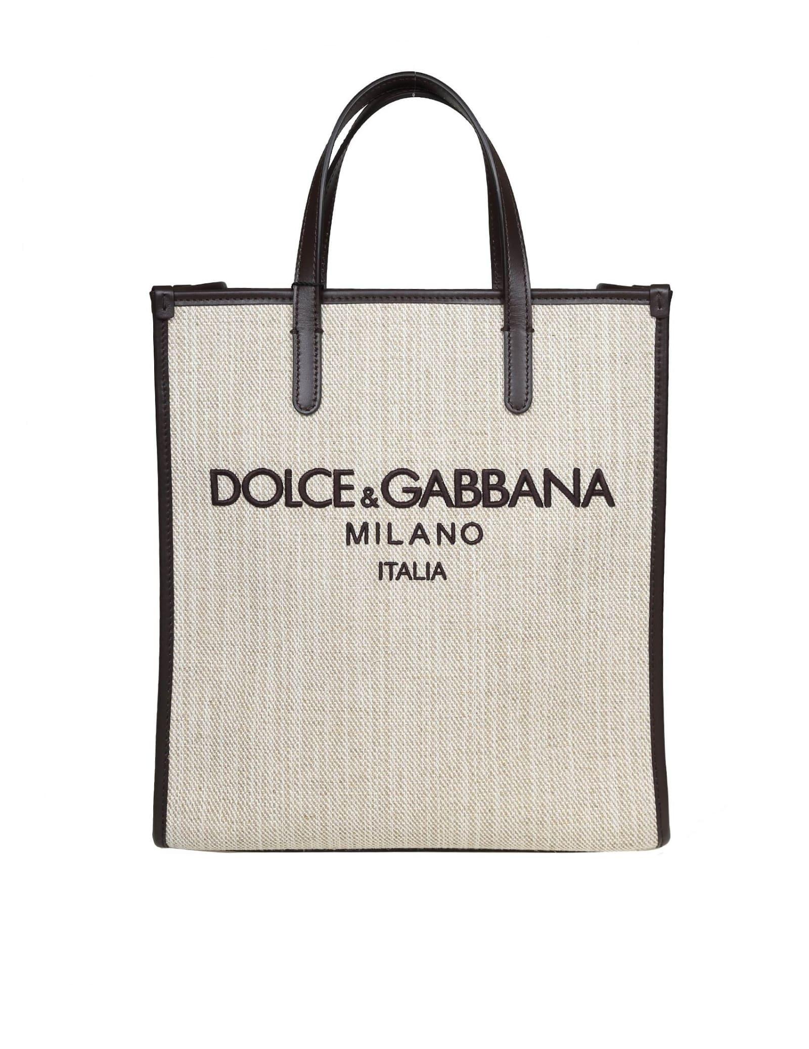Dolce & Gabbana Small Shopping Bag In Structured Canvas in White for Men |  Lyst