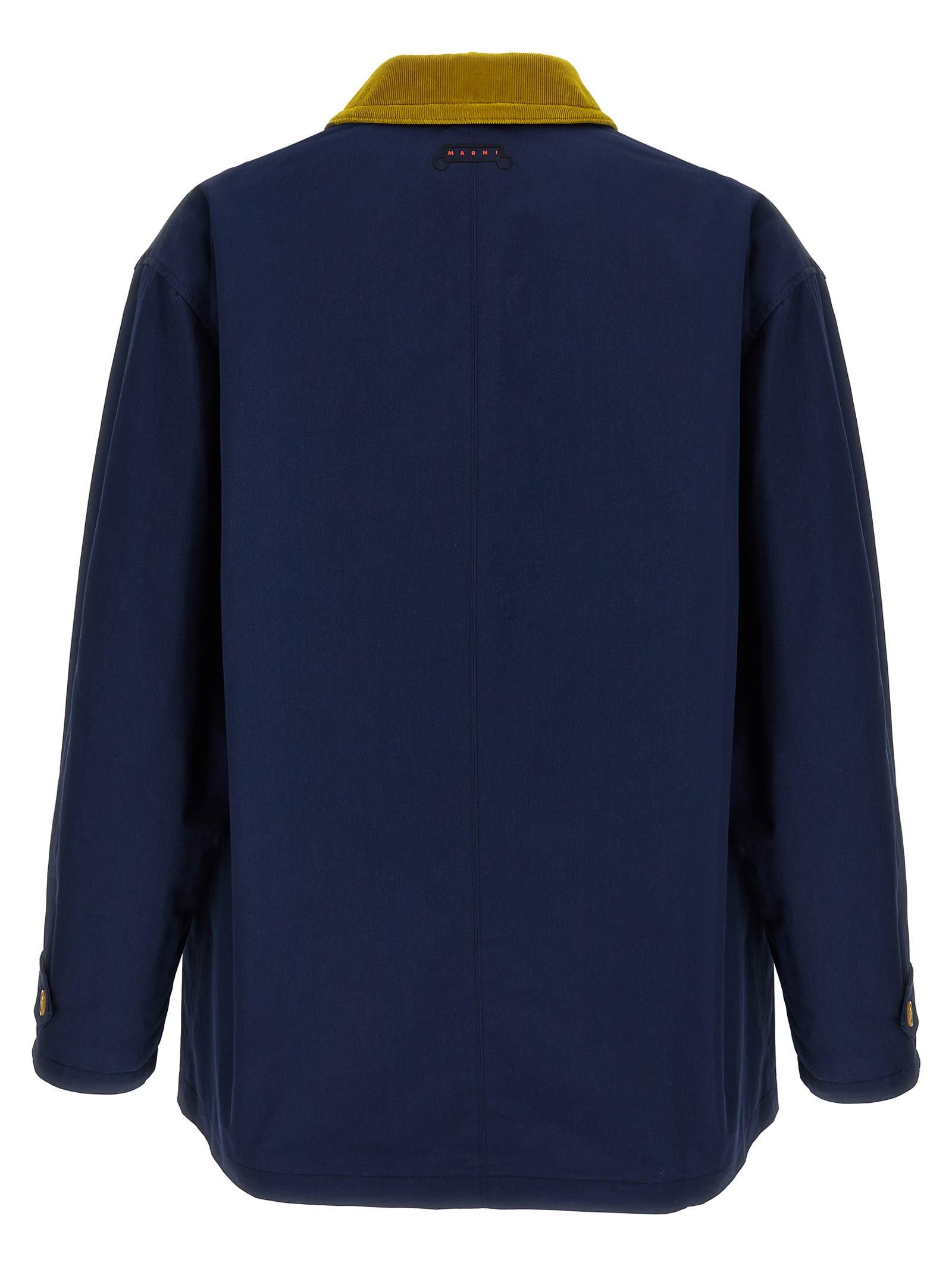 【関税込み】marni Cotton gabardine parka Marni Cotton Gabardine Parka in Blue for Men | Lyst