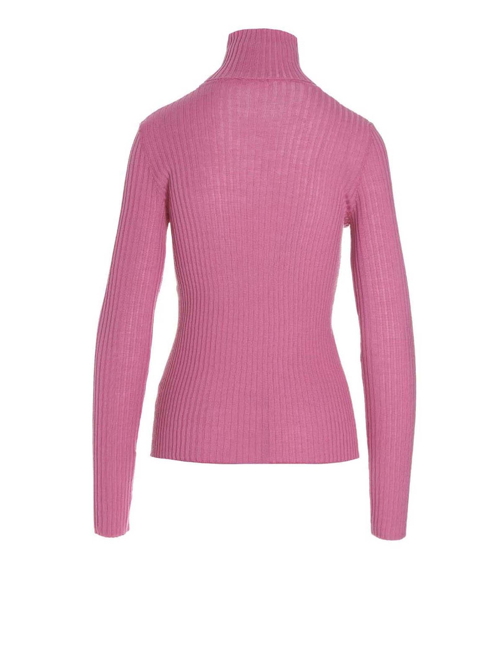 Nude Wool Ribbed Turtleneck Sweater in 