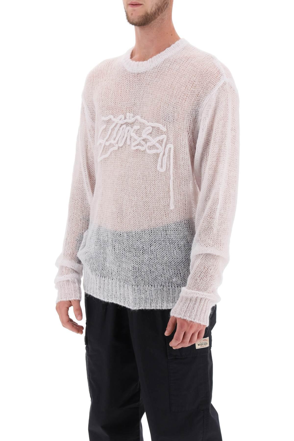 Stussy Loose Knit Sweater With Logo Embroidery in White for Men | Lyst