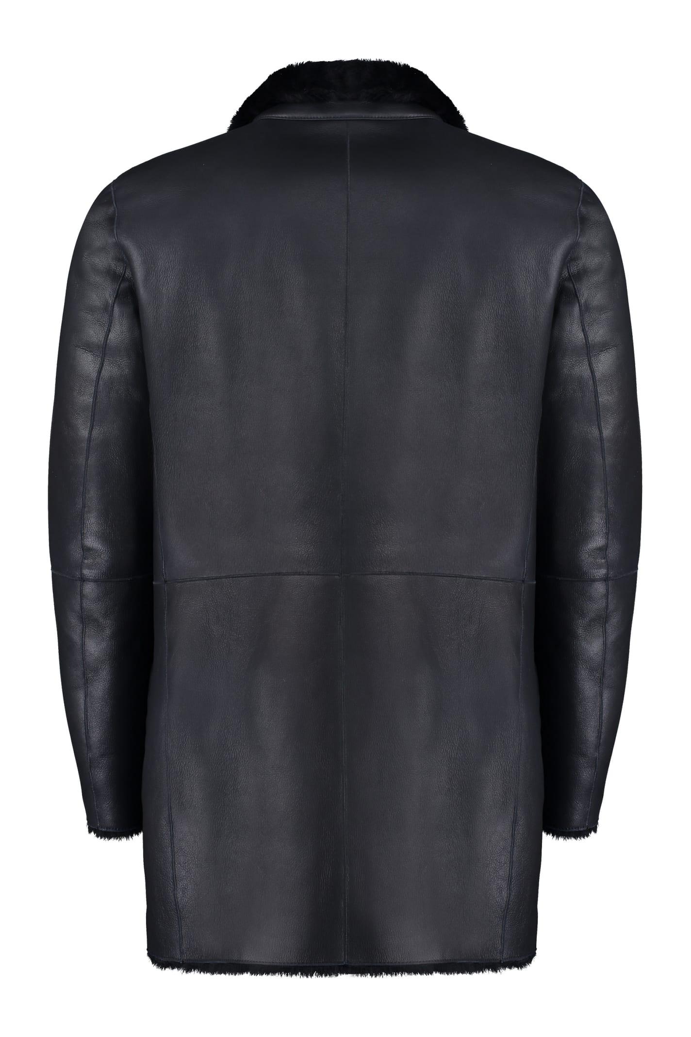 ジャケット・アウター ARMANI EXCHANGE - sheepskin flare coat Men's Armani Collezioni Luxurious Zip-front Shearling jacket