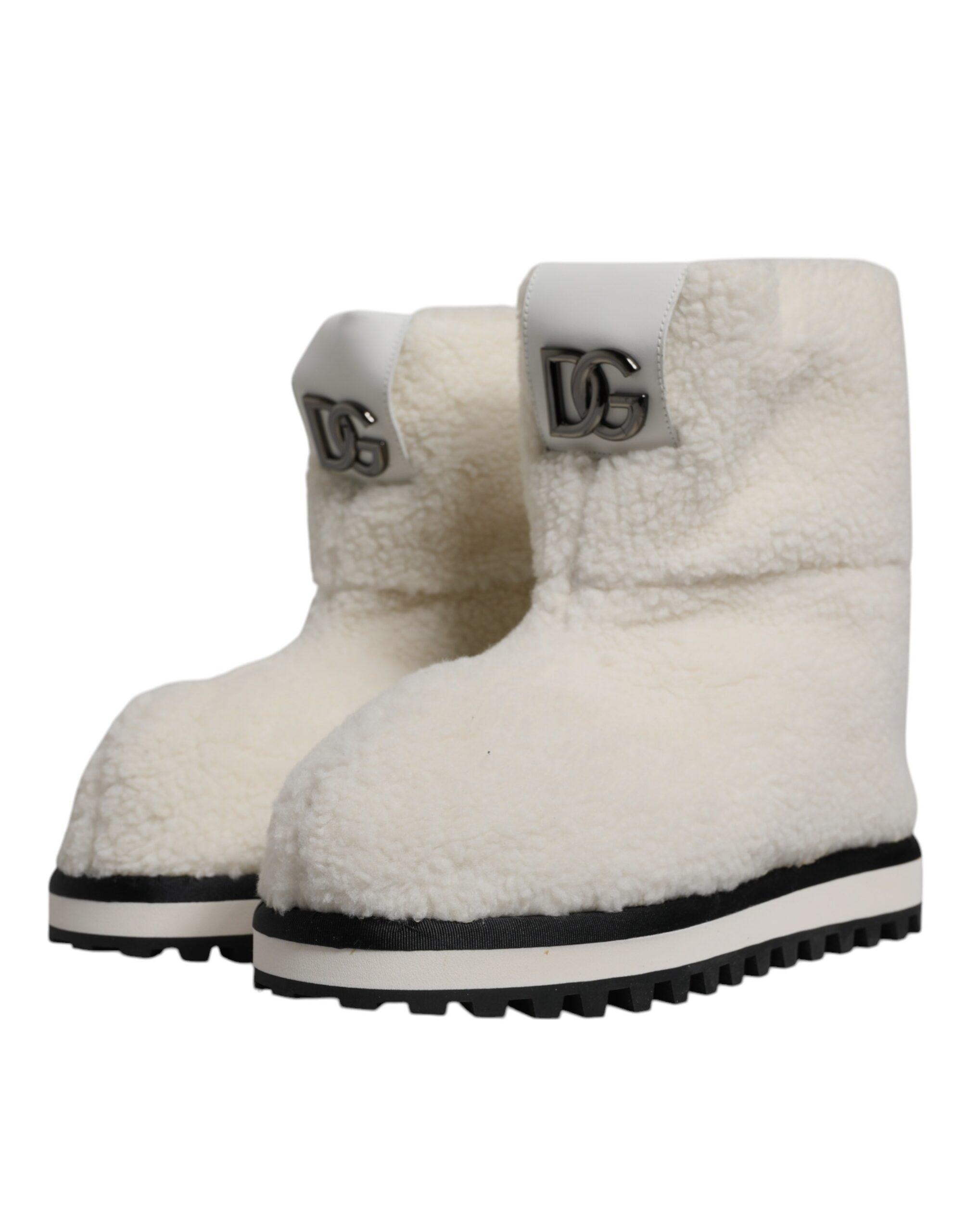 Dolce & Gabbana White Lambskin Leather Mid Calf Boots Men\'s Shoes Dolce & Gabbana Black Gray Leather Mid Calf Boots Shoes main image 4