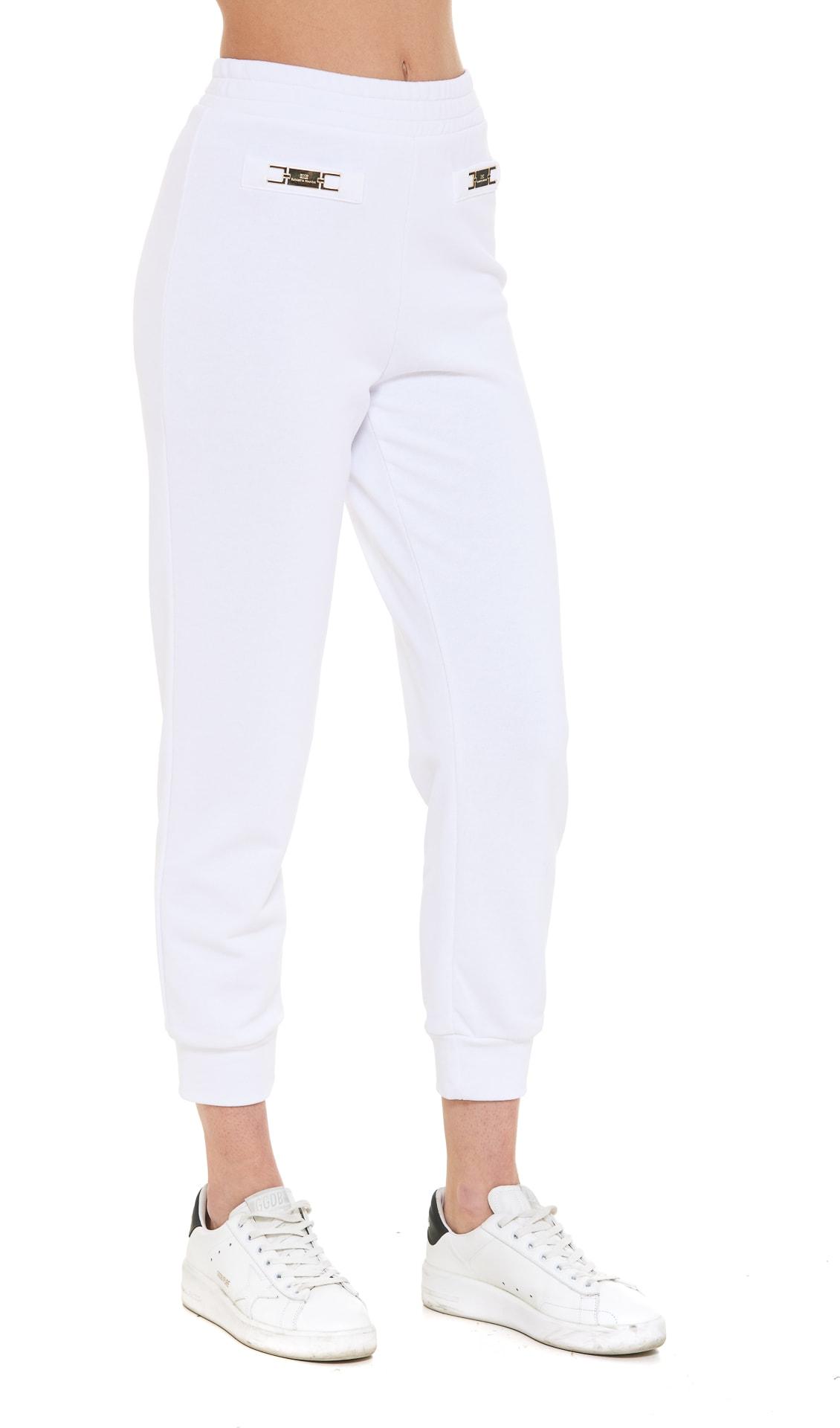 Elisabetta Franchi Cotton Track Pants in White - Save 9% | Lyst