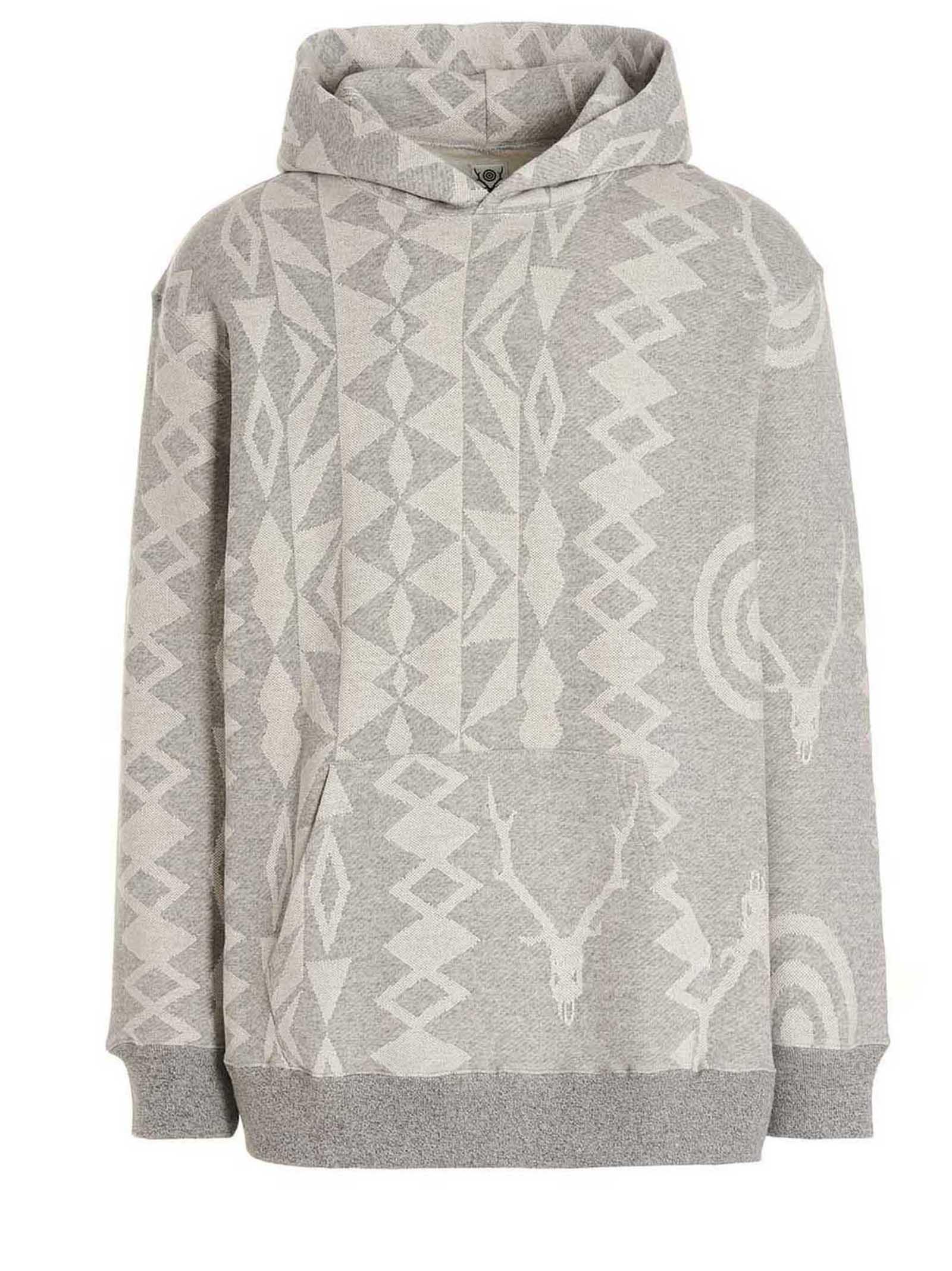 South2 West8 Cotton Jacquard Hoodie in Gray for Men | Lyst