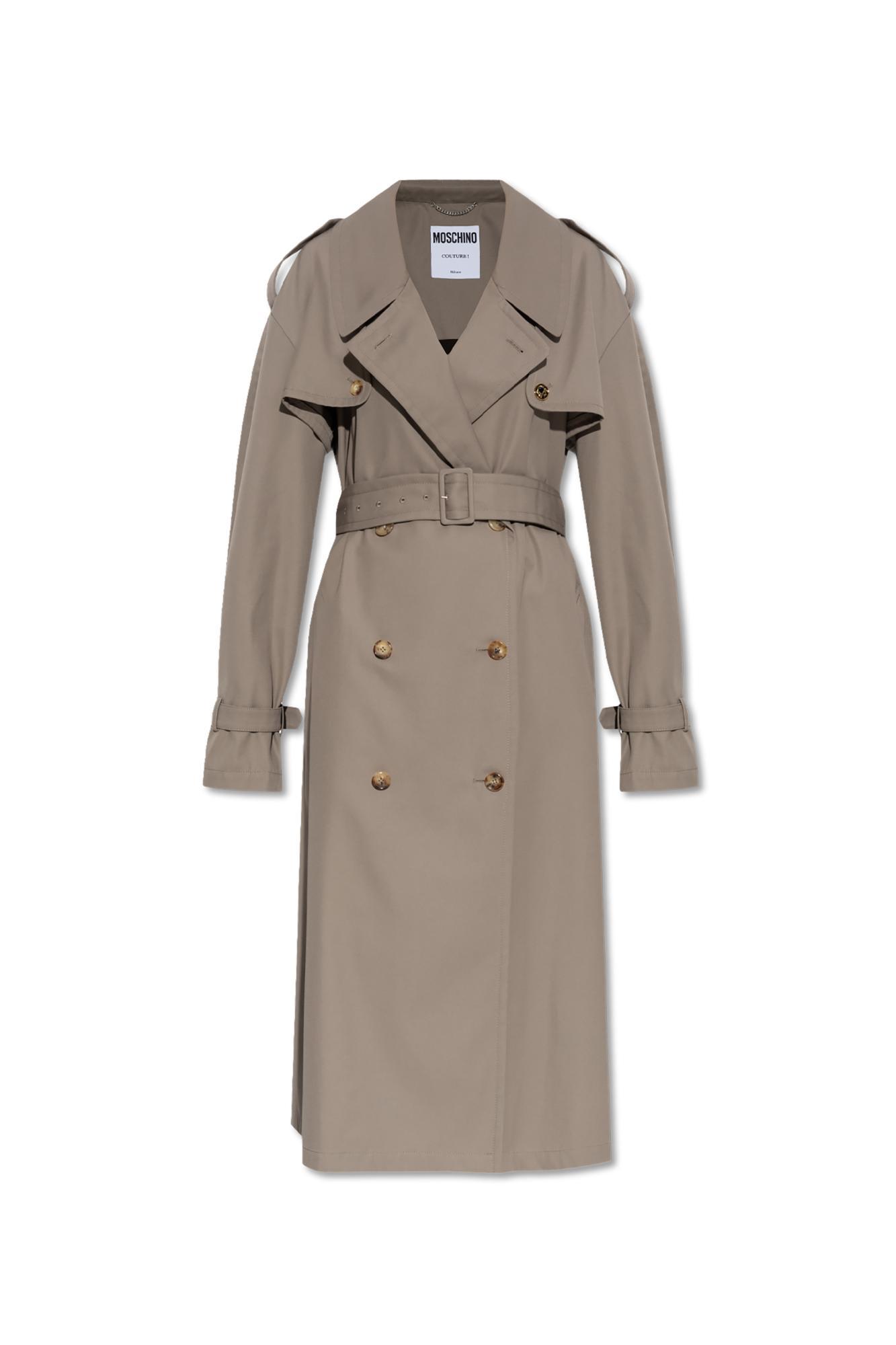 【関税＆送料込み】Moschino Single-Breasted Trench Moschino Belted Leather Trench Coat | Black | FARFETCH