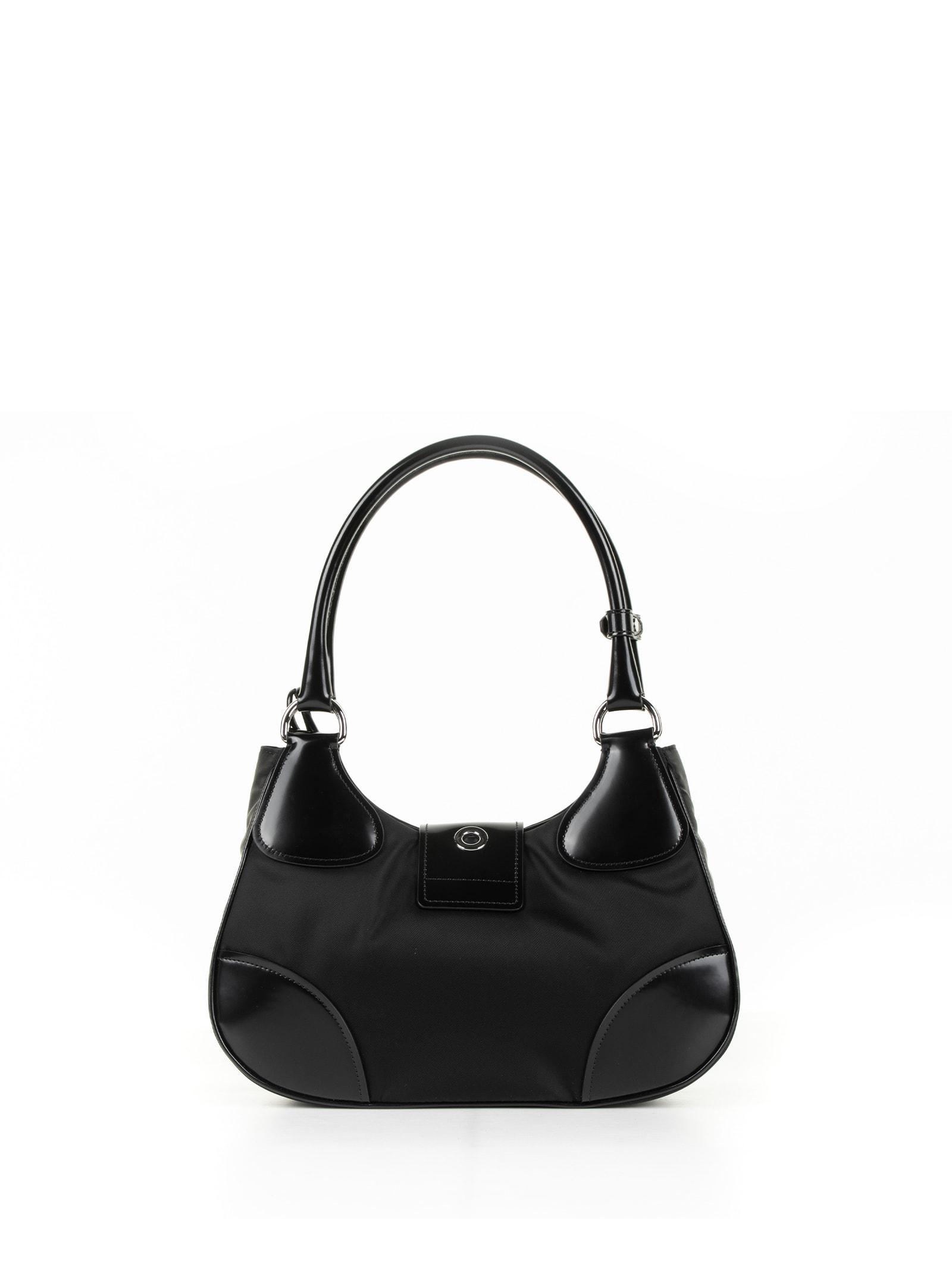 Prada Leather Shoulder Bag With Buckle in Black Lyst UK
