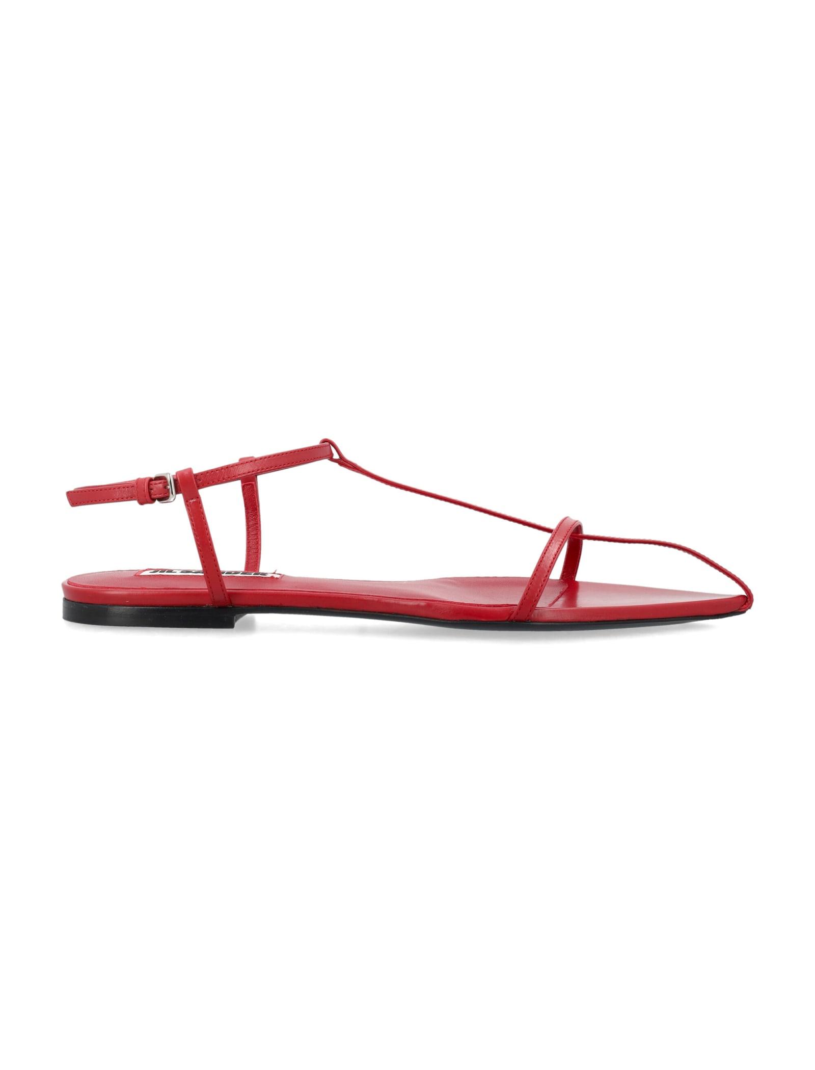 【関税&送料込み】Jil Sander Flat Cage Sandals Jil Sander Flat Cage Sandals in Red | Lyst