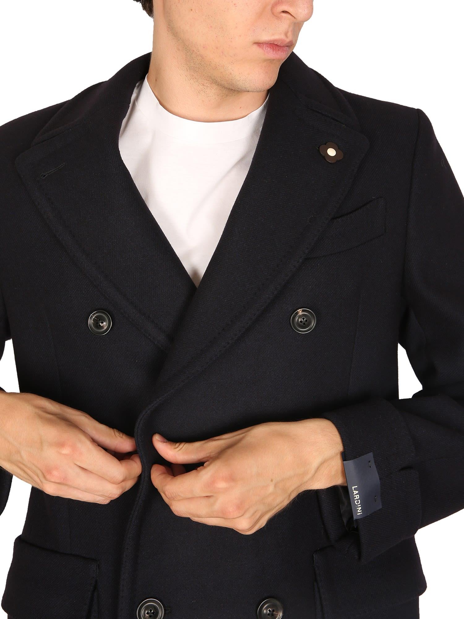 Lardini Double-breasted Ulster Coat in Black for Men | Lyst