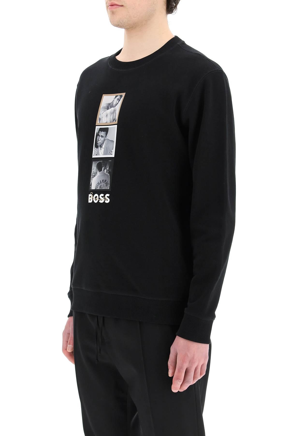 BOSS by HUGO BOSS Muhammad Ali Print Crew Neck Sweatshirt in Black for Men  | Lyst