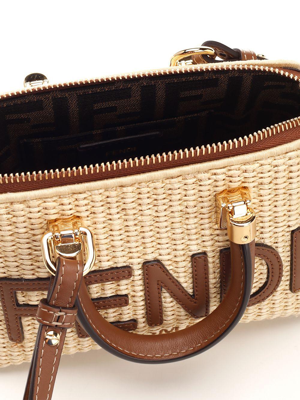 Fendi Graphy Woven Straw Bowling Bag in Natural | Lyst