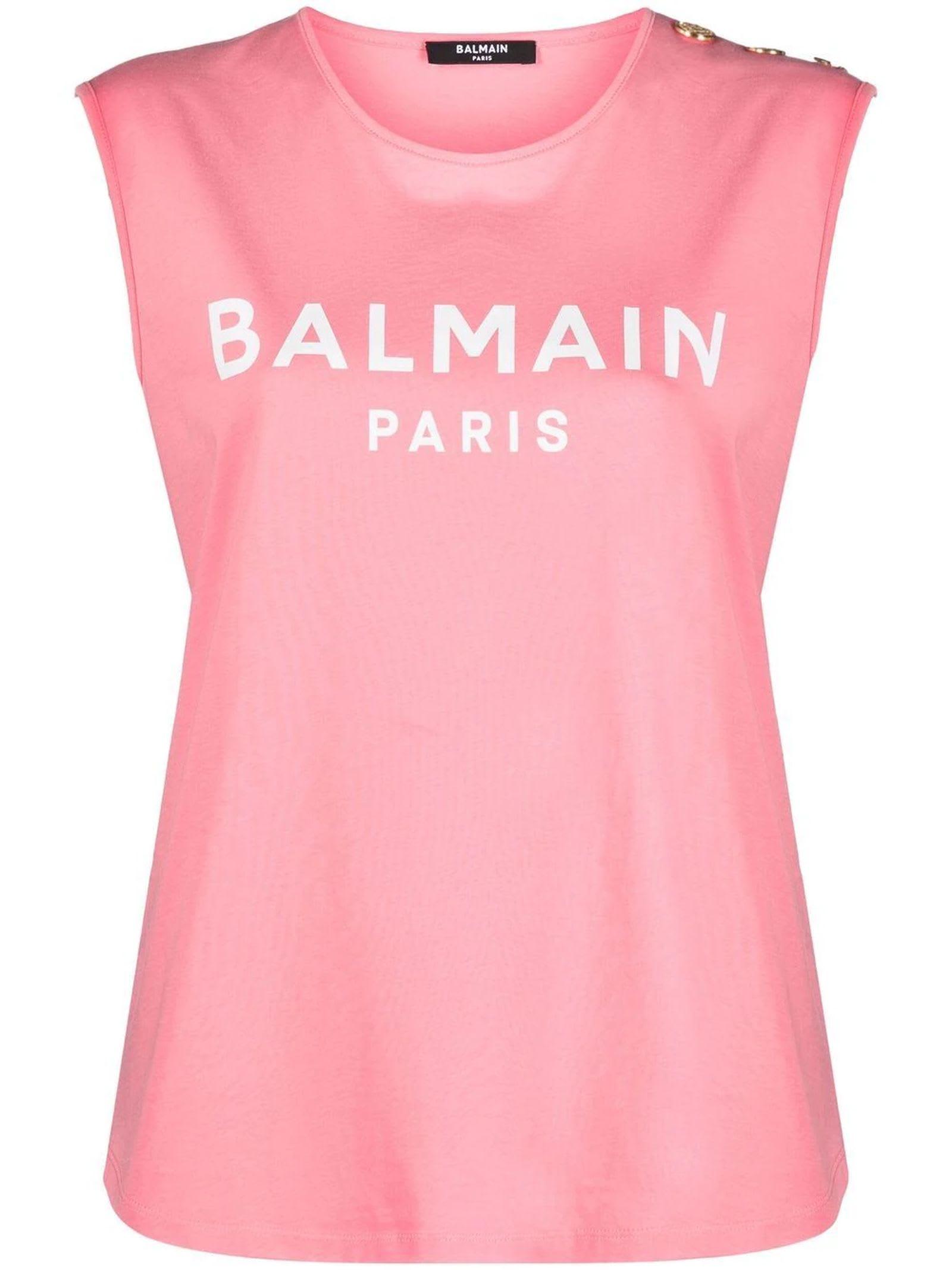 Balmain Cotton Top Pink - Save 34% | Lyst