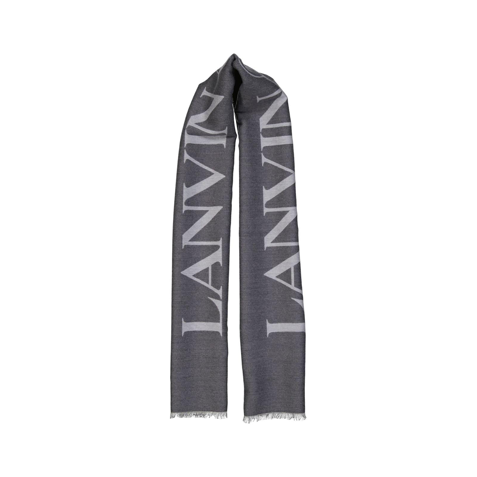 Lanvin Wool And Silk Scarf in Black | Lyst UK