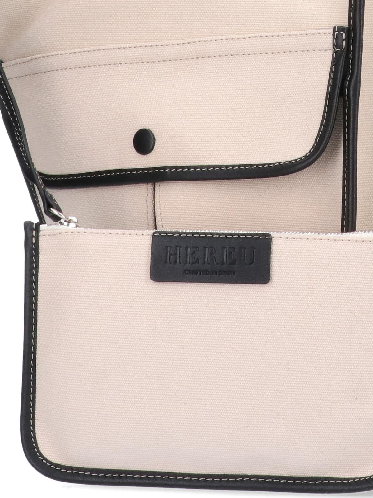 Buy Hereu Neutral Duna Tote Bag in Canvas & Leather for WOMEN in