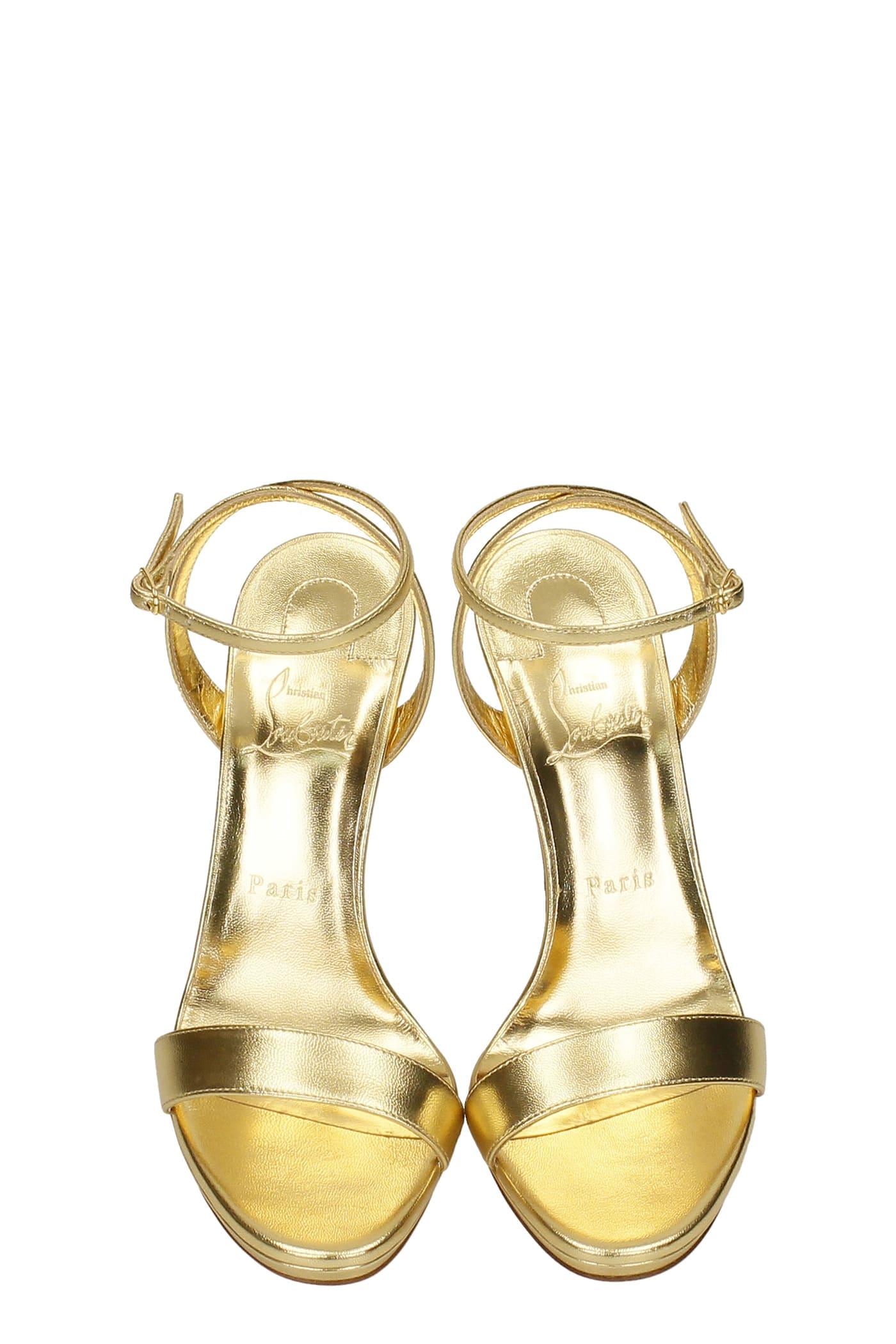Christian Louboutin Loubi Queen 120 Sandals In Gold Leather
