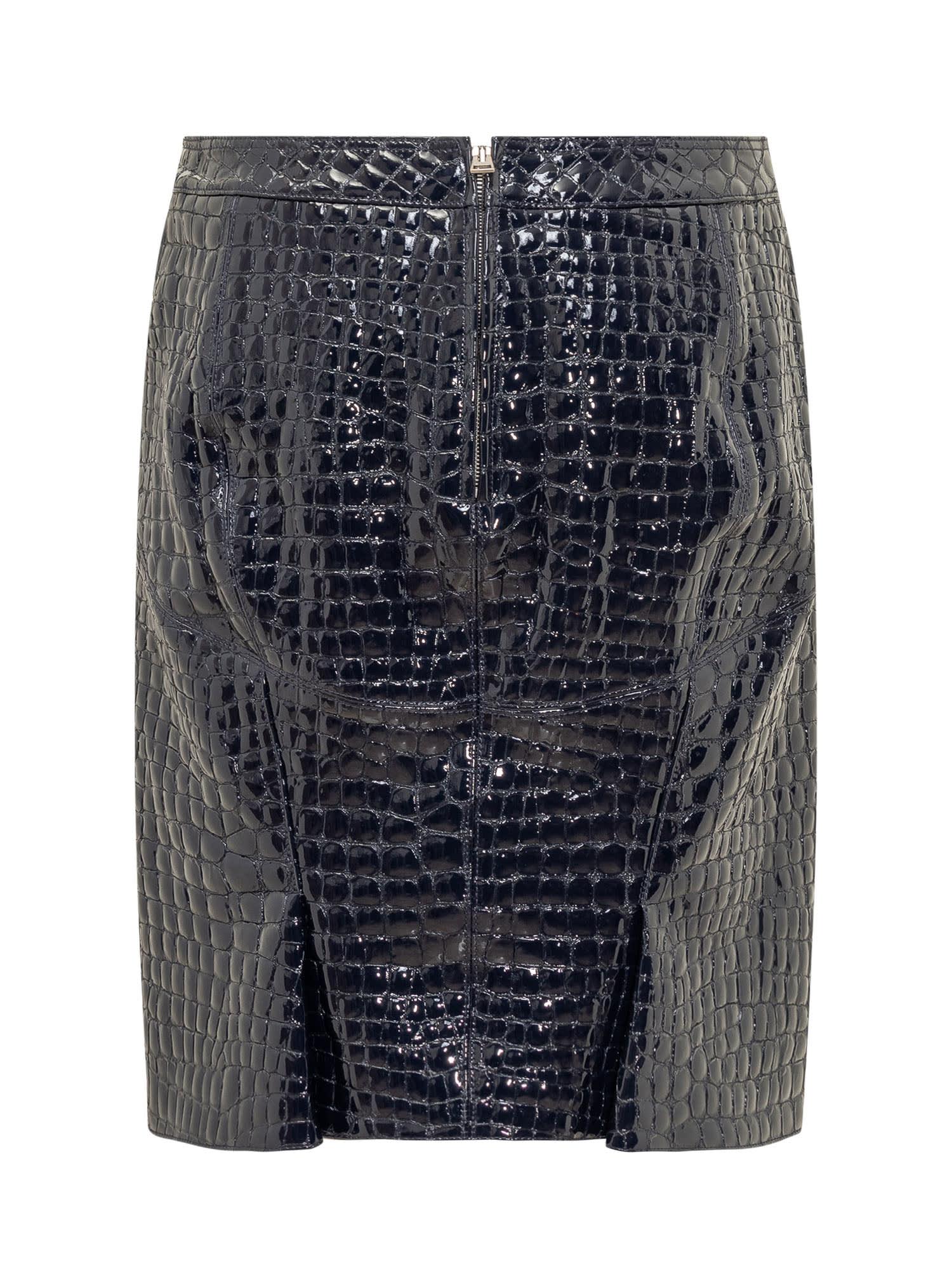 Tom Ford Crocodile Embossed Leather Skirt in Blue Lyst UK