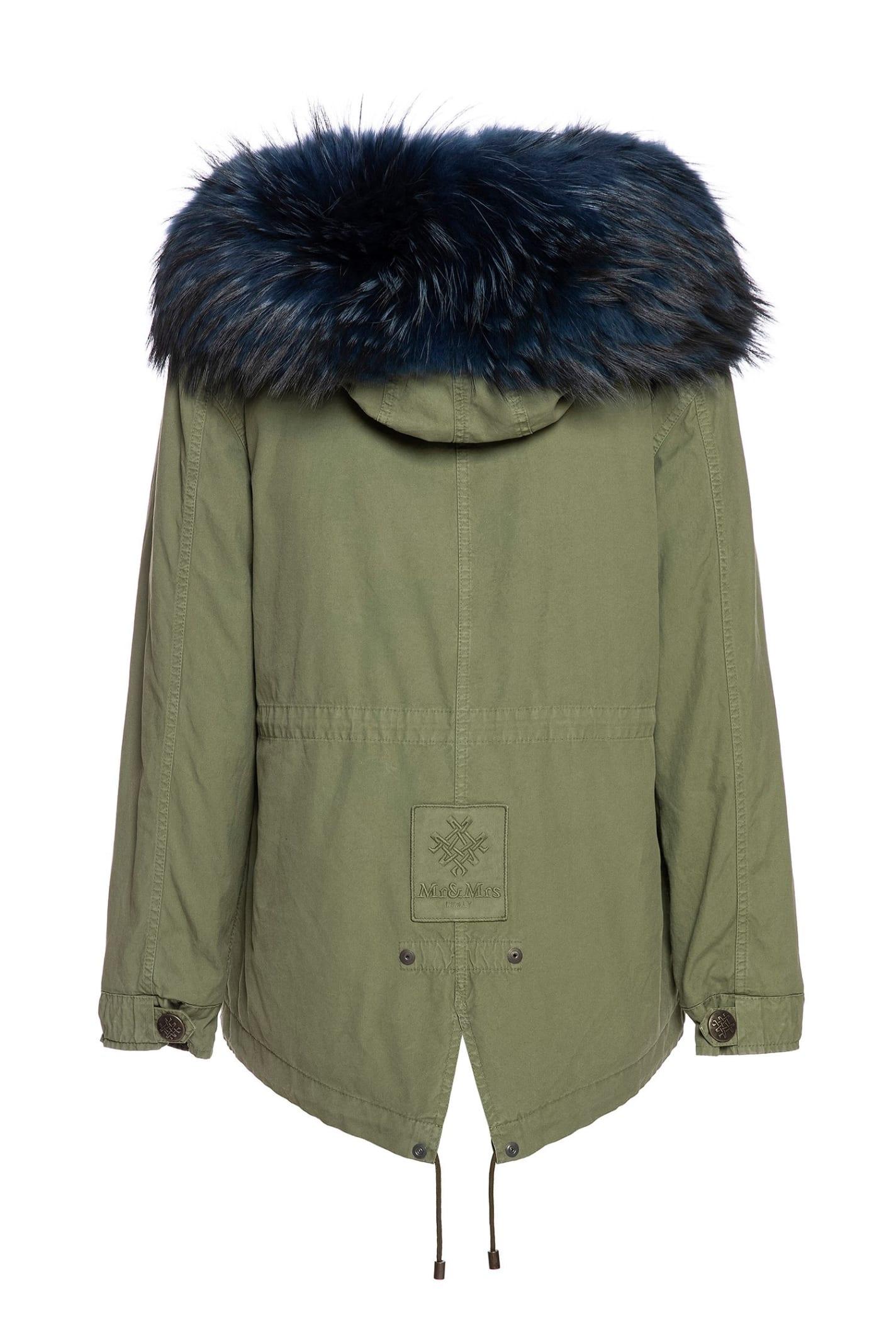 Mr & Mrs Italy Army Mini Parka With Raccoon Fur in Green | Lyst