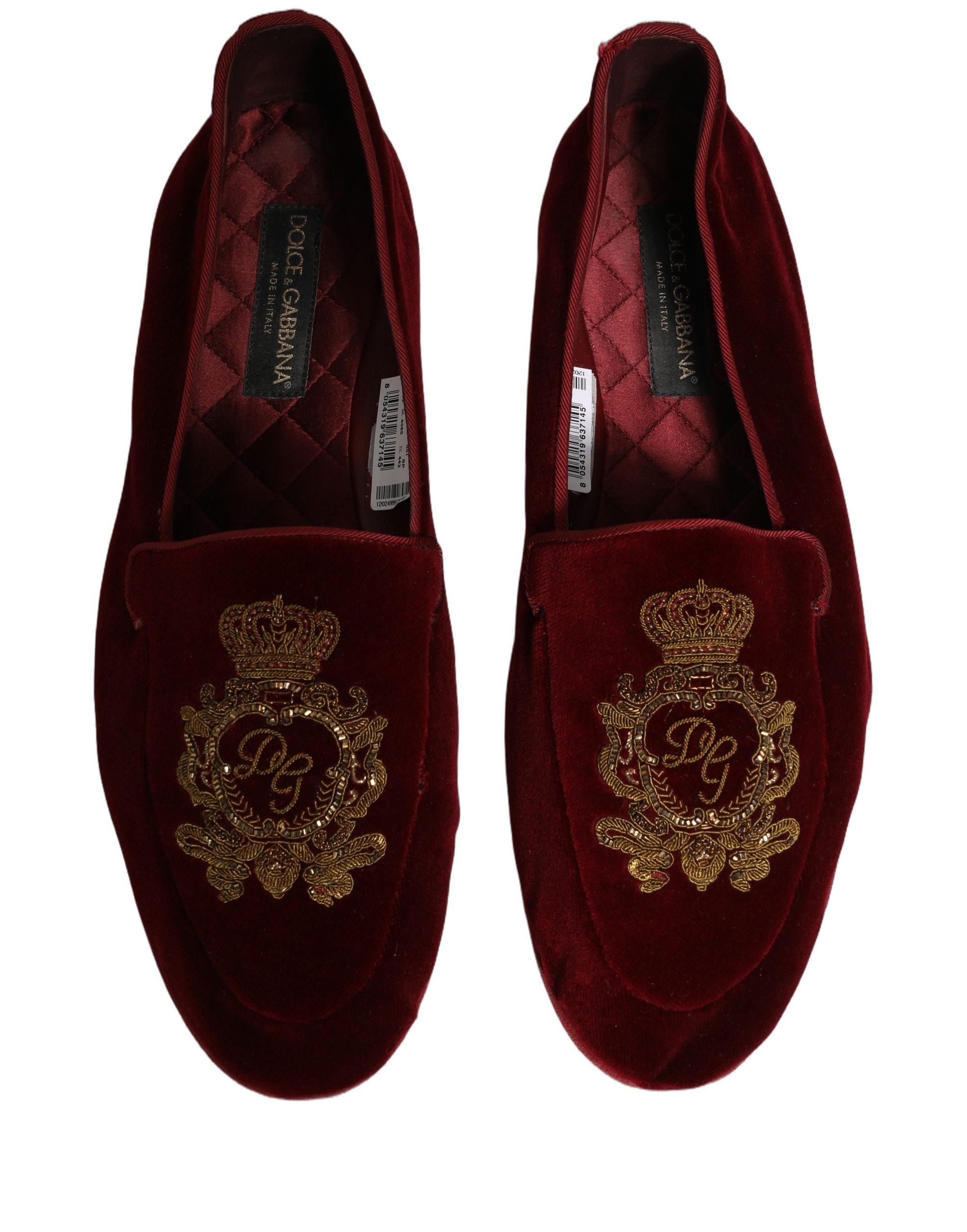 Dolce & Gabbana Maroon Velvet Slip On Dress Loafers Men\'s Shoes Dolce & Gabbana Dolce & Gabbana Maroon Velvet Slip On Men  main image 3
