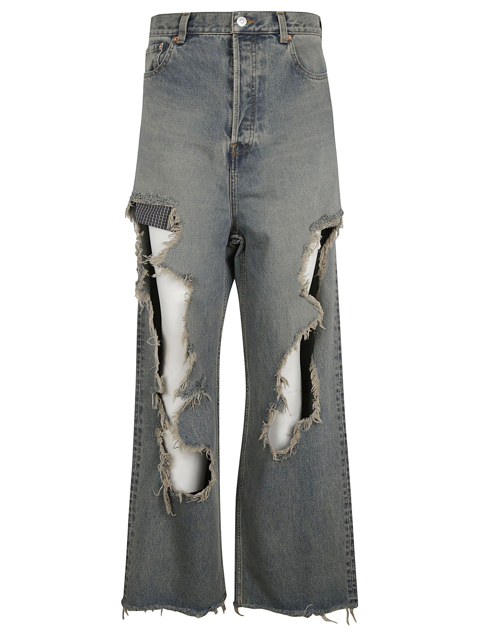 Balenciaga Destroyed baggy Jeans in Grey for Men | Lyst UK