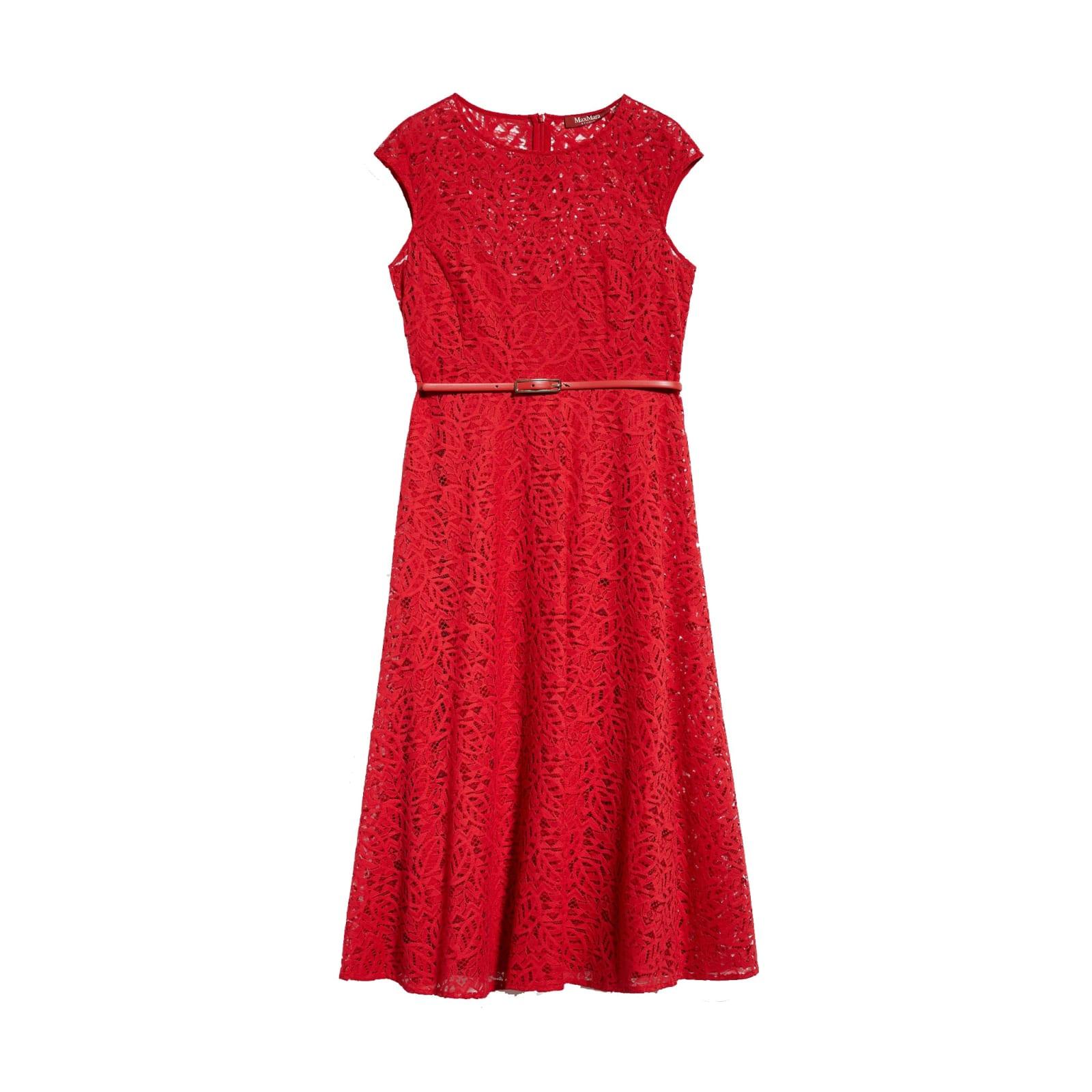 Max Mara Studio Pioggia Lace Dress in Red | Lyst