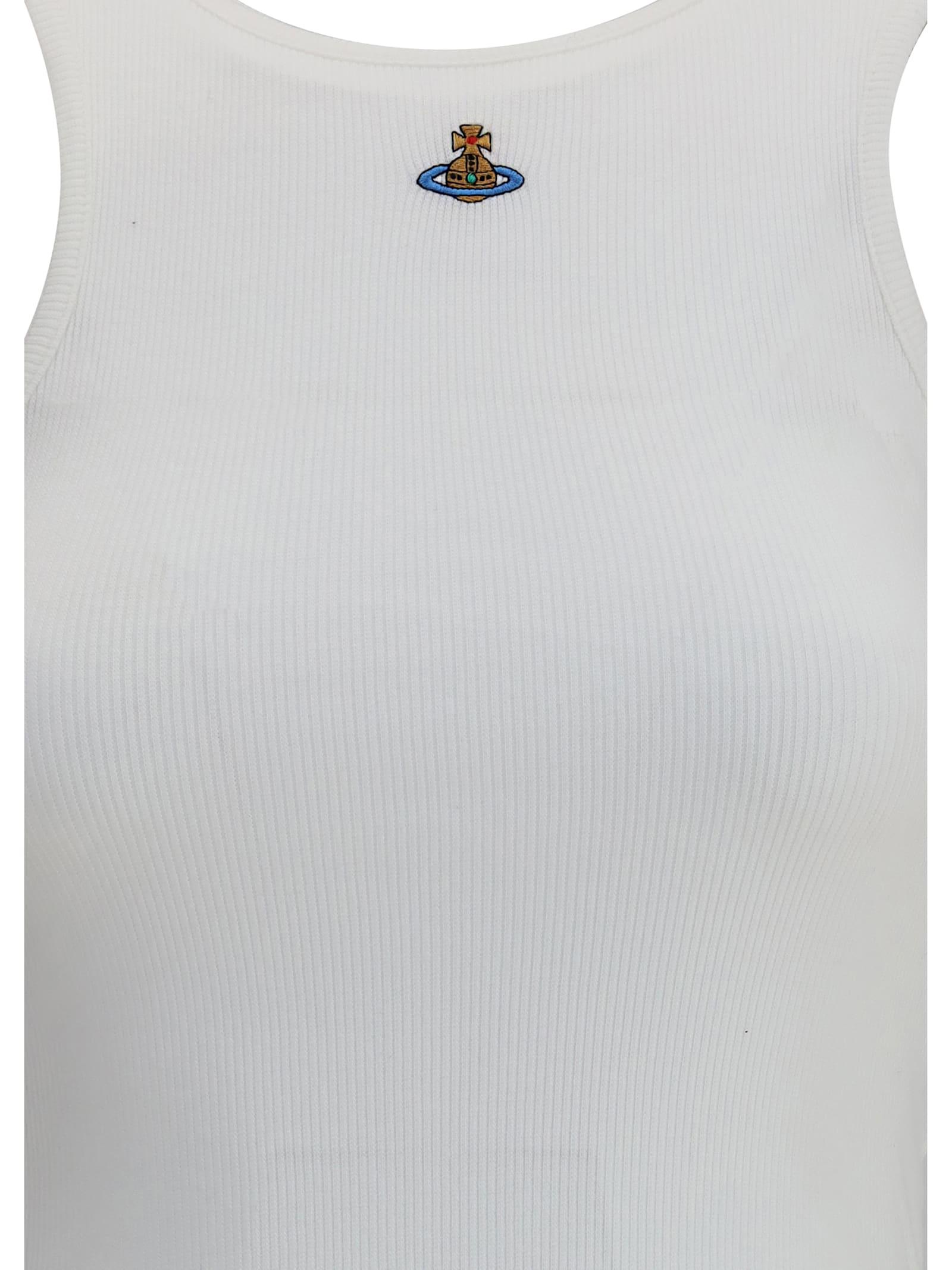 トップス VIVIENNE WESTWOOD design tanktop Vivienne Westwood Lee Women's White Velour Logo Tank Top