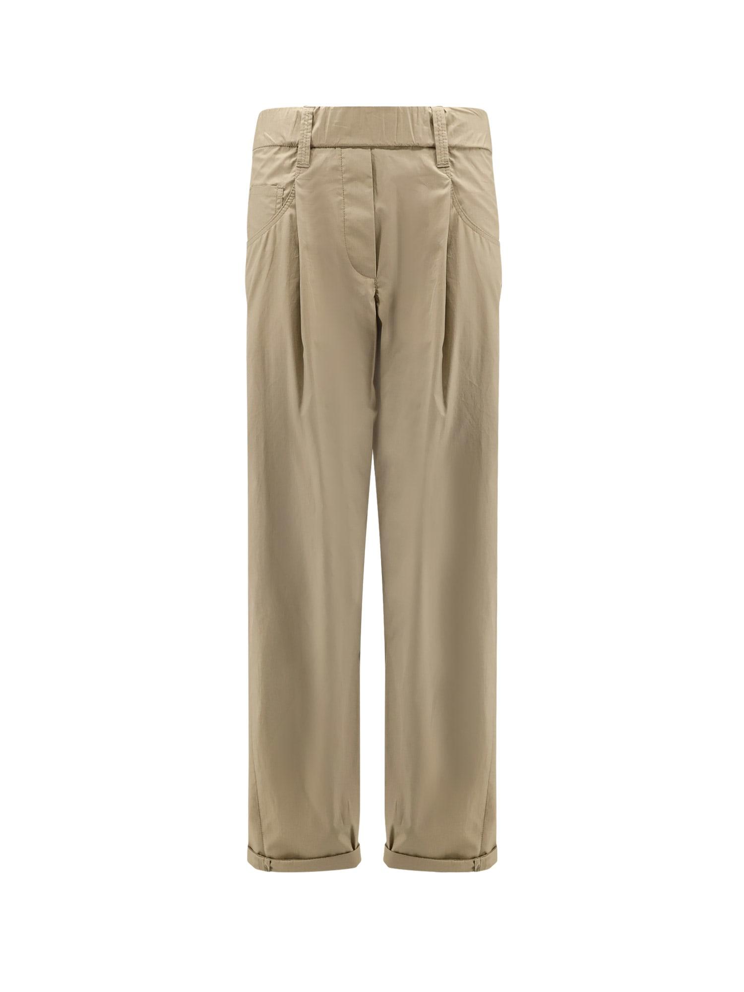 パンツ BRUNELLO CUCINELLI Cotton trousers with Monili detail Kaki Brunello Cucinelli Cotton Trousers With Monili Detail in