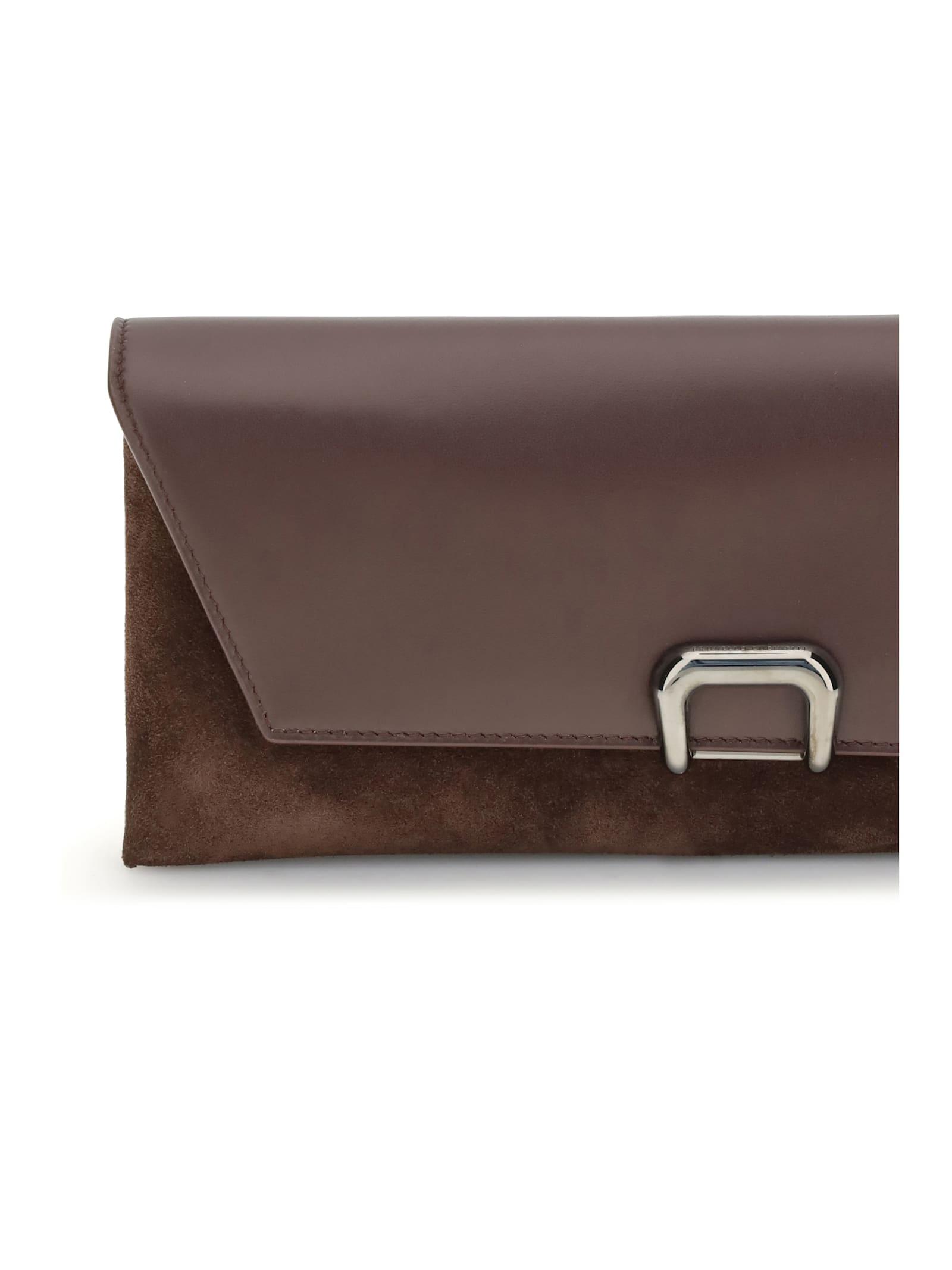 クラッチバッグ Brunello Cucinelli Structured Suede Leather Clutch With Top BC Duo clutch bag for Woman in Ivory | Brunello Cucinelli