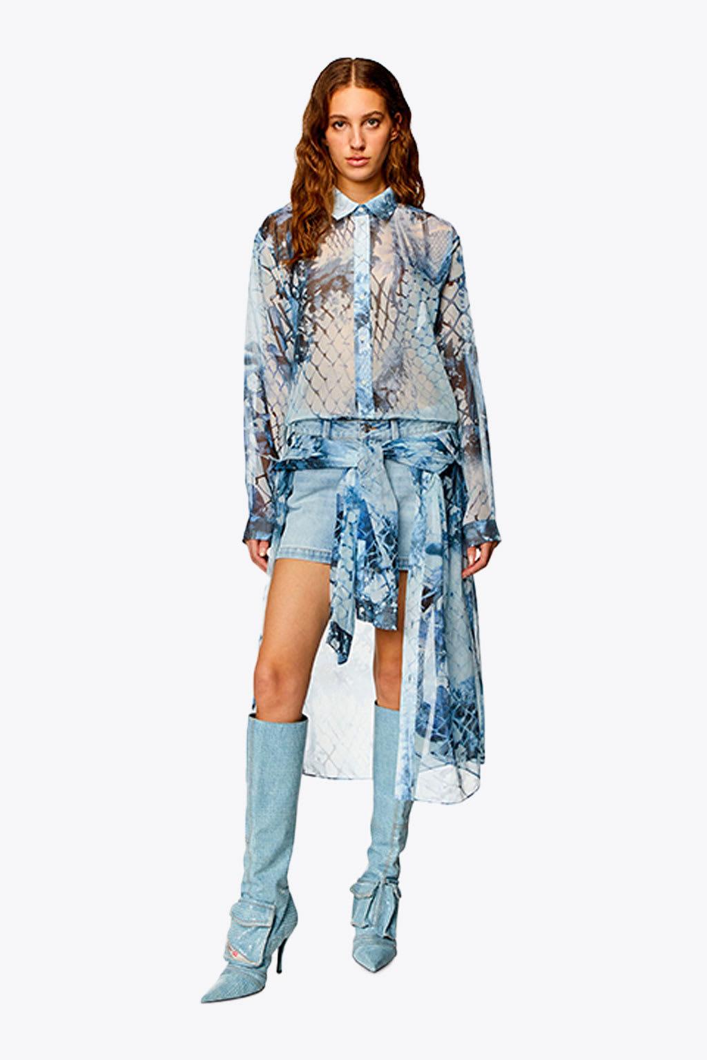 DIESEL D-Jeaniel Short Shirt Dress in Blue | Lyst