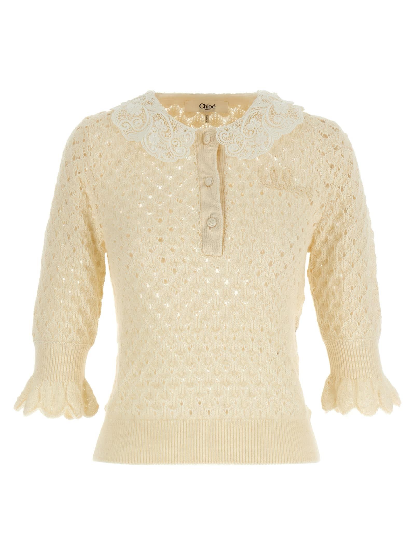 Chlo Chlo Pointelle Knit in White | Lyst
