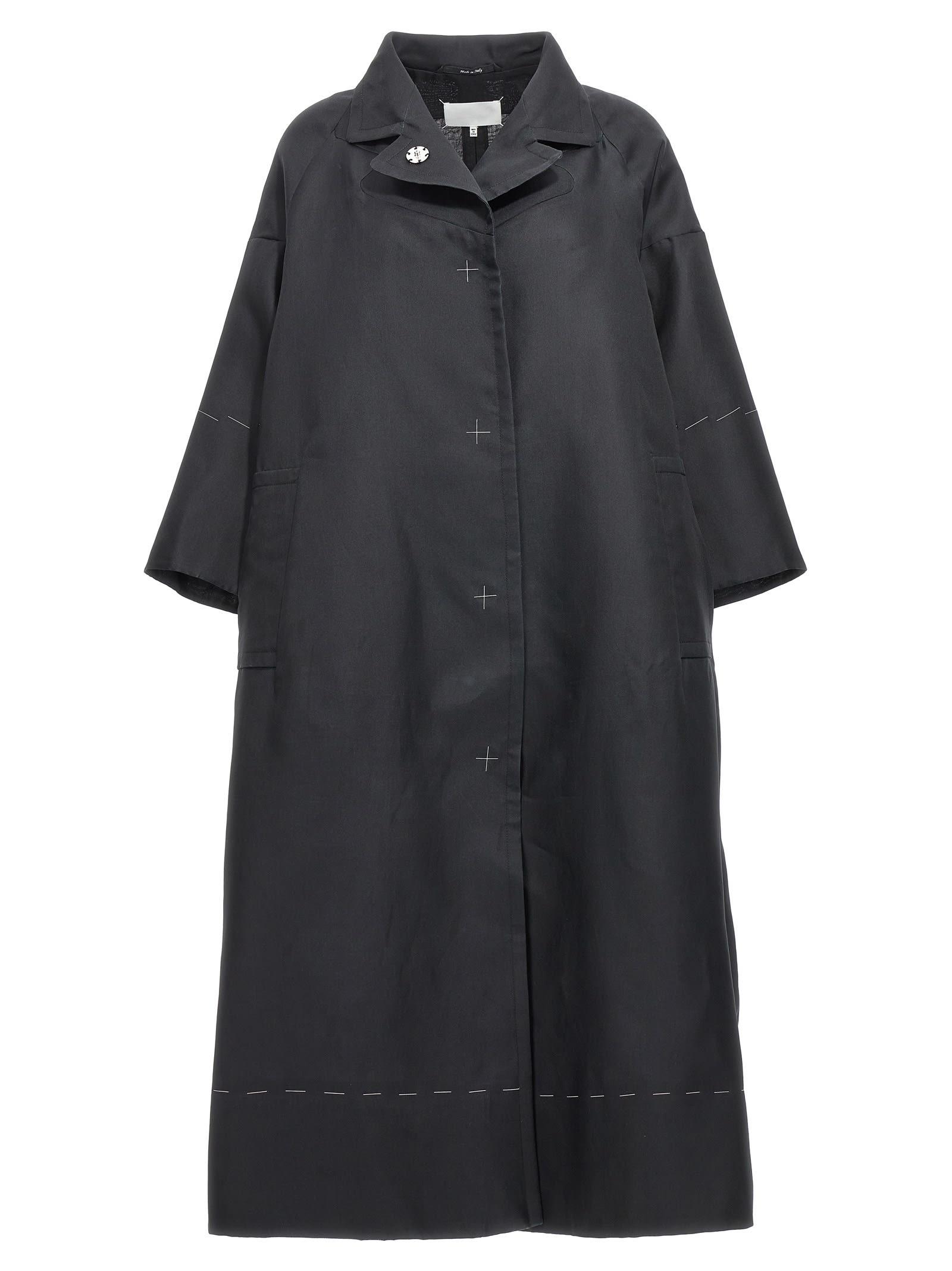 Maison Margiela Contrast Stitching Silk Coat Coats, Trench Coats