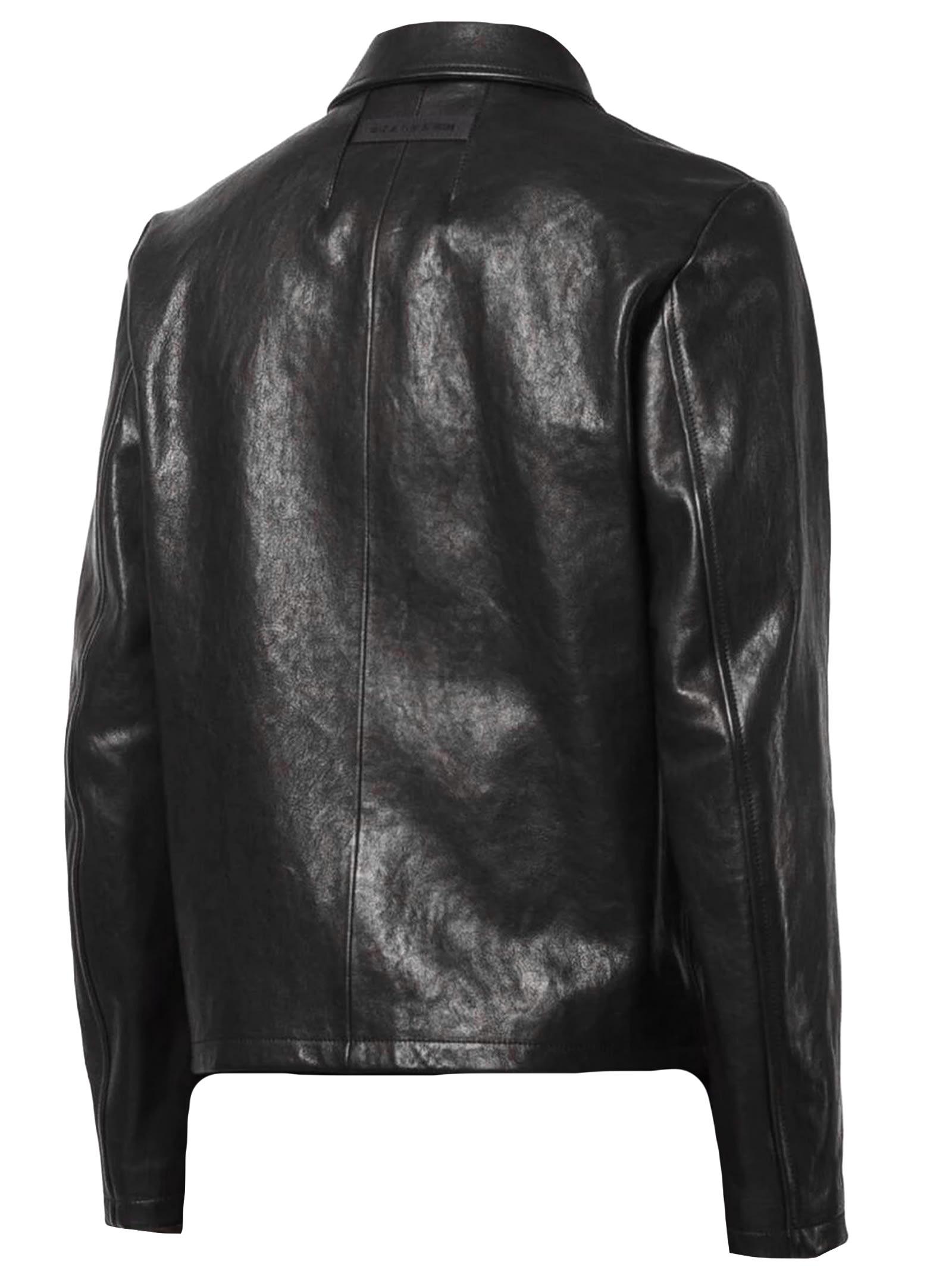 1017 ALYX 9SM Leone Logo-lettered Zip-front Leather Jacket in Nero 