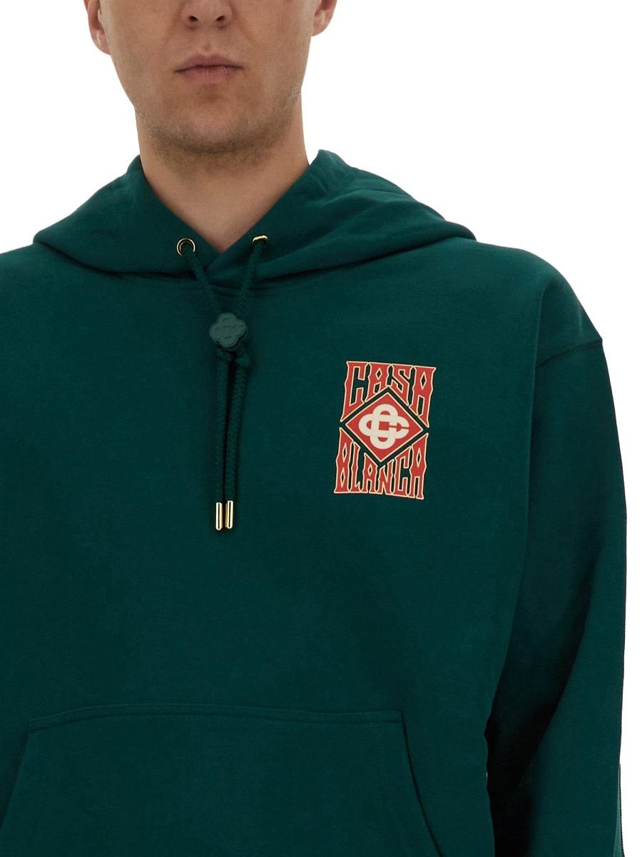 CASABLANCA Gothic Stacked Logo Sweatshirt in Green for Men