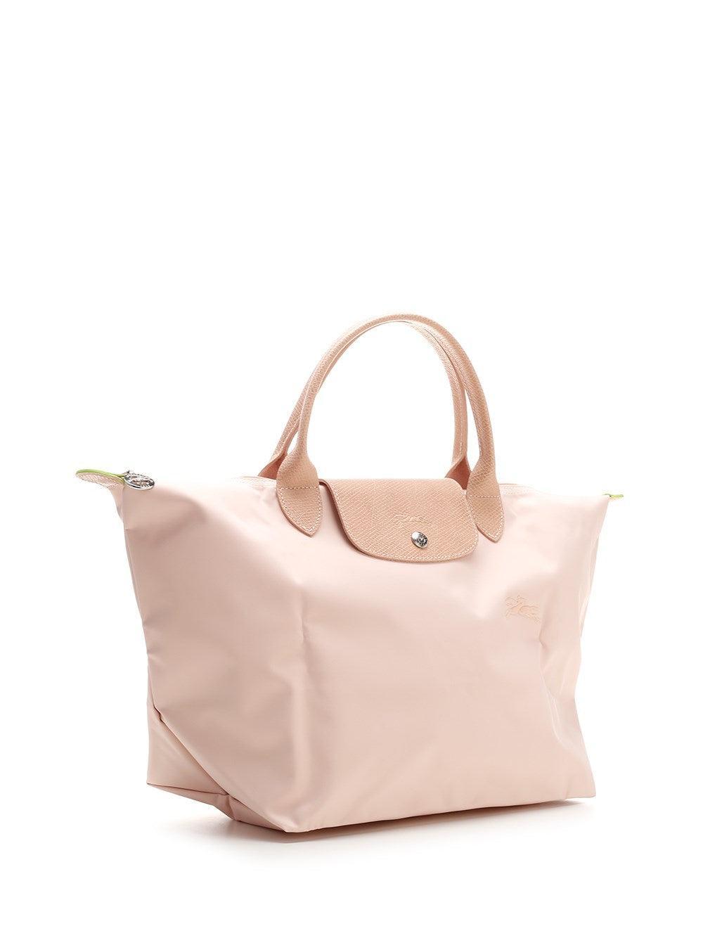 Longchamp Le Pliage Logo Embroidered Tote Bag in Pink | Lyst